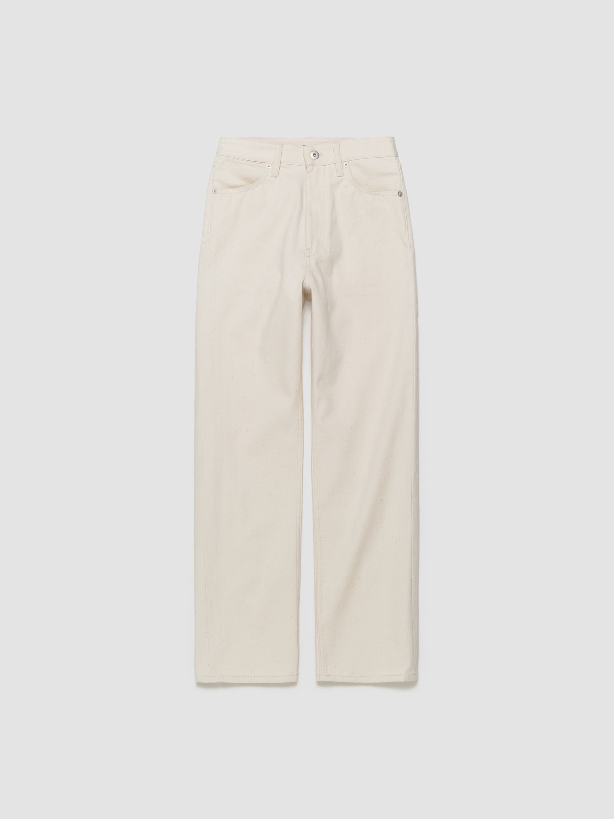 Denim Slim Twist Trousers in Natural