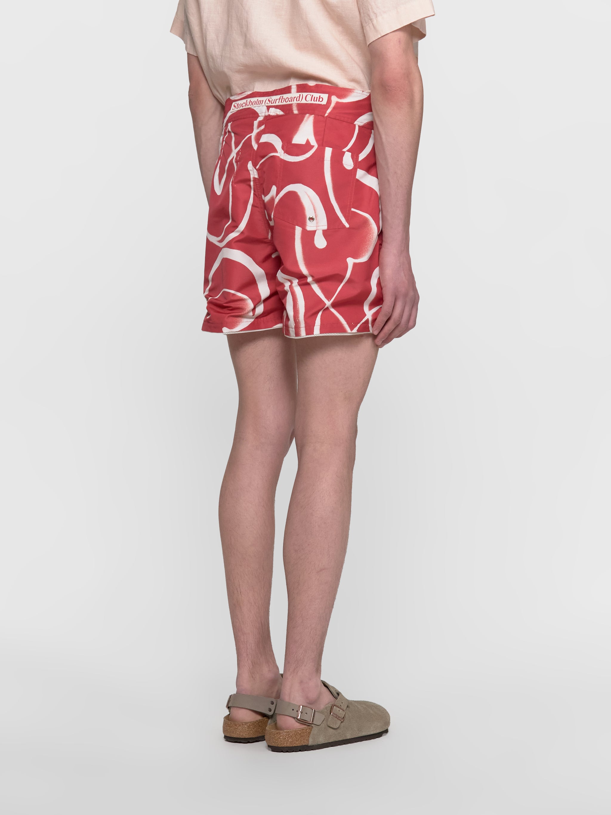 Bernie Printed Boardshorts in Red Monogram