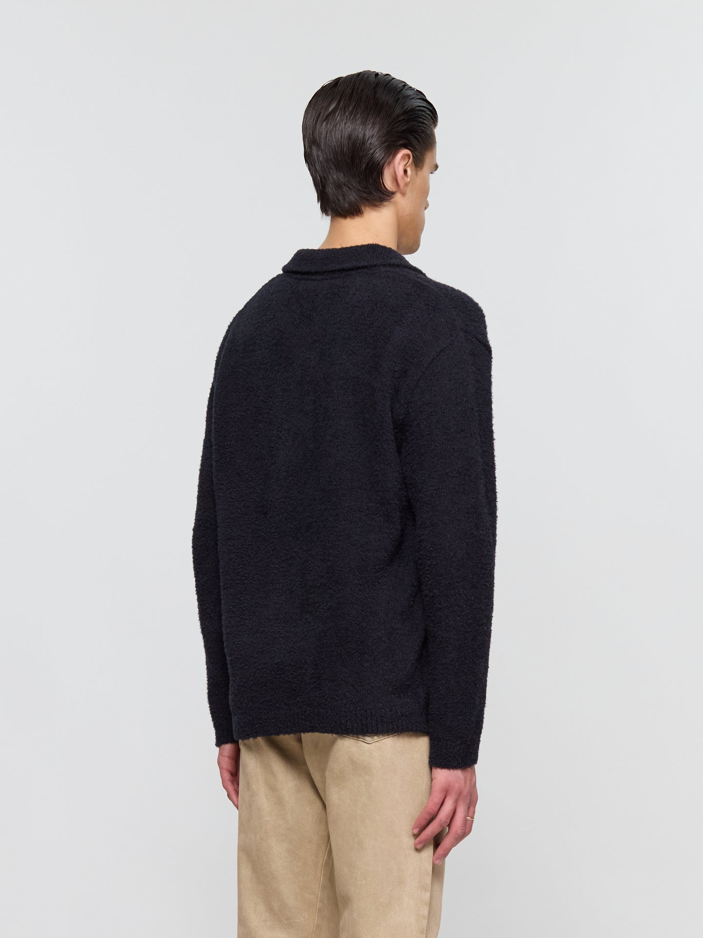 Pirro Knit Polo in Frizzy Black