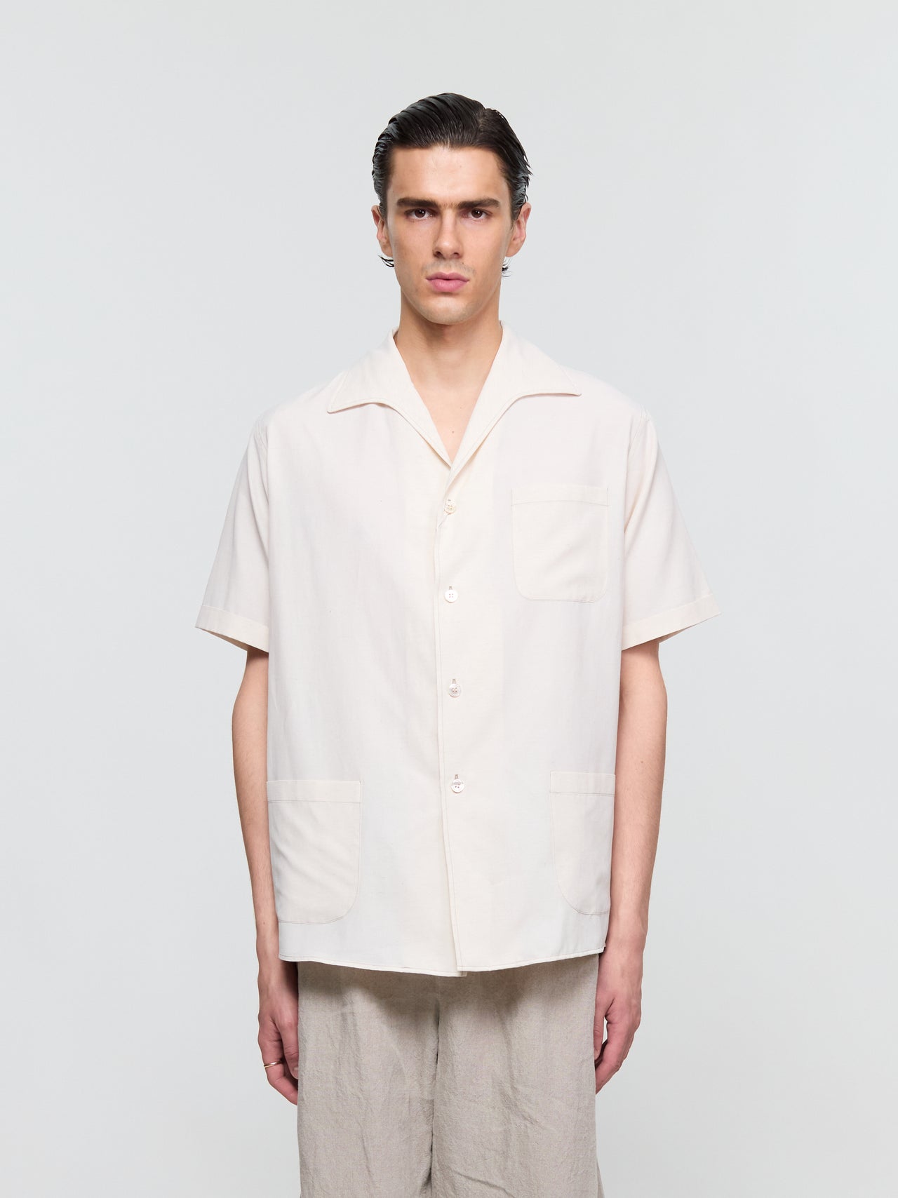 Short Sleeve Polo Shirt in Beige