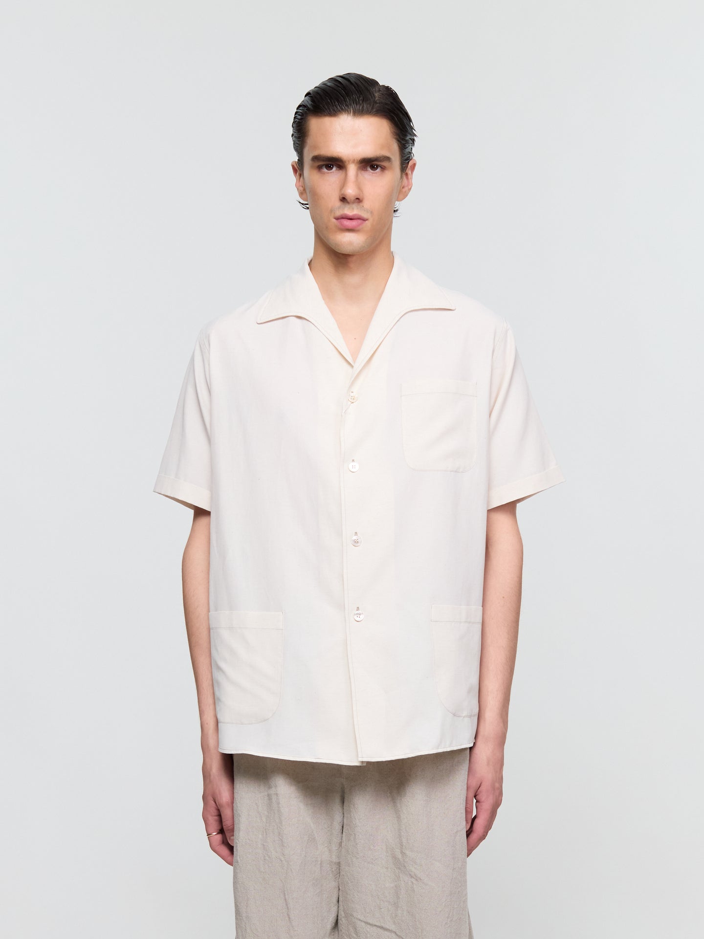 Short Sleeve Polo Shirt in Beige
