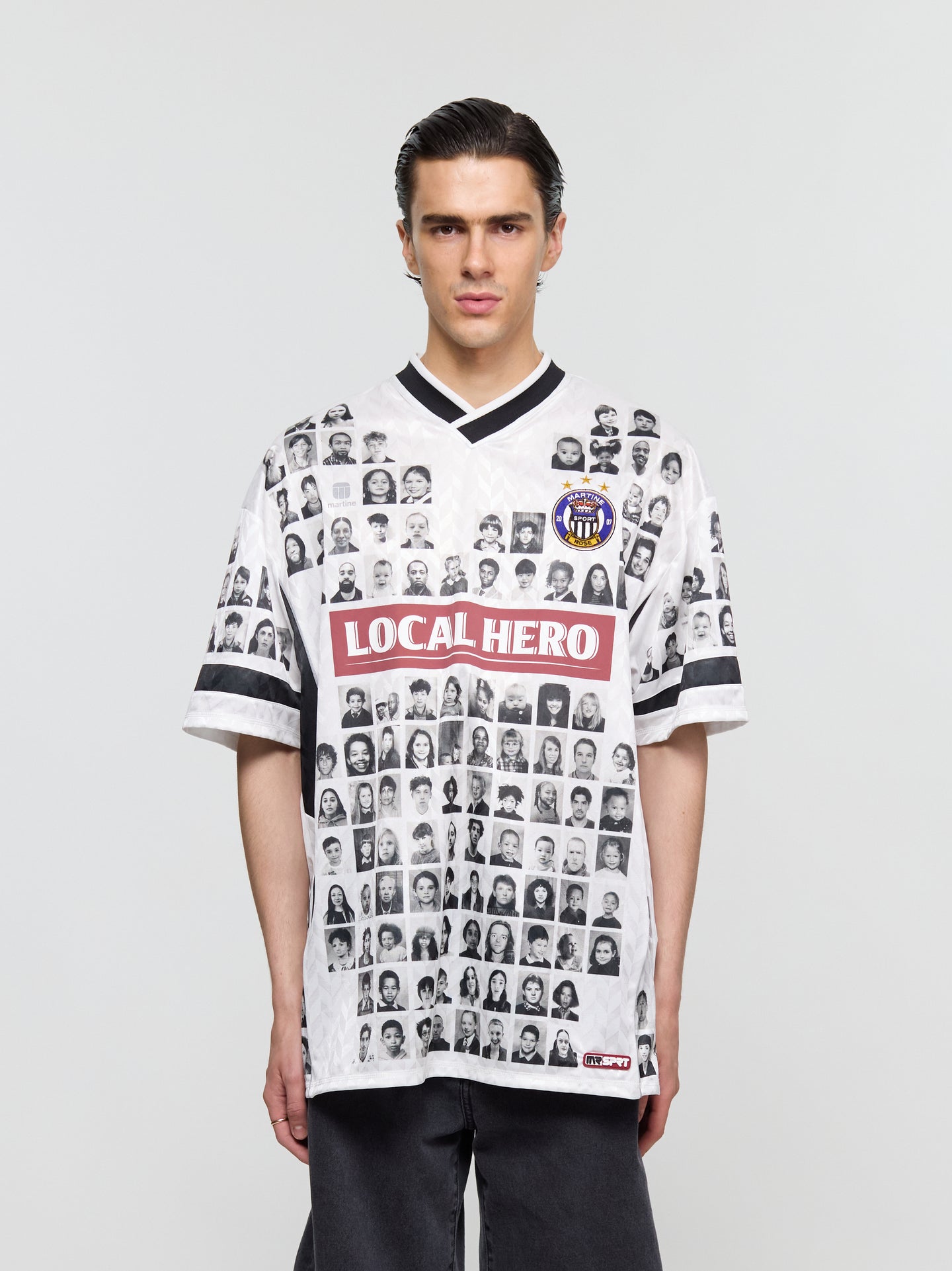 Printed Football Top in White