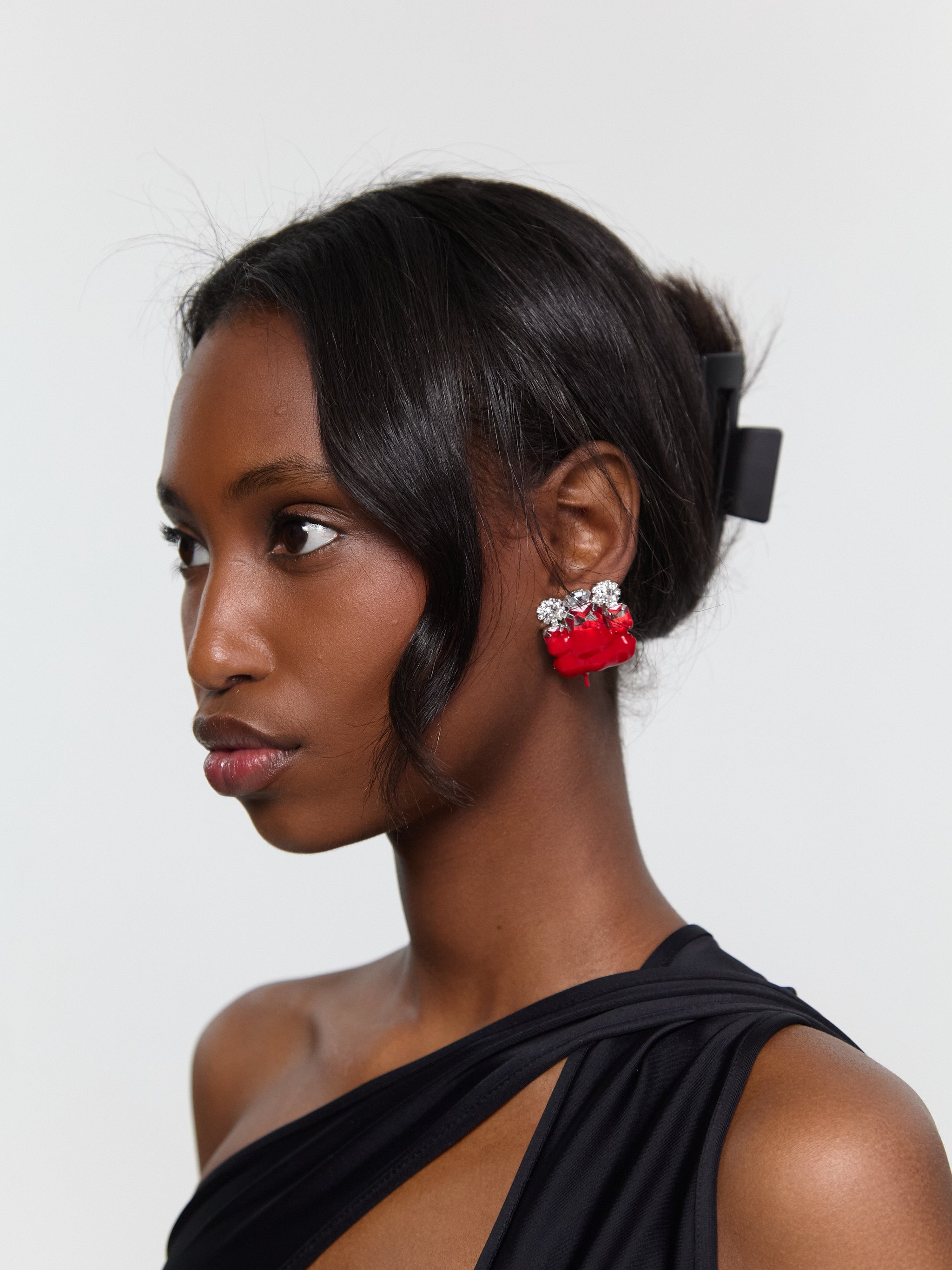 Diamond Clip in Silver & Red