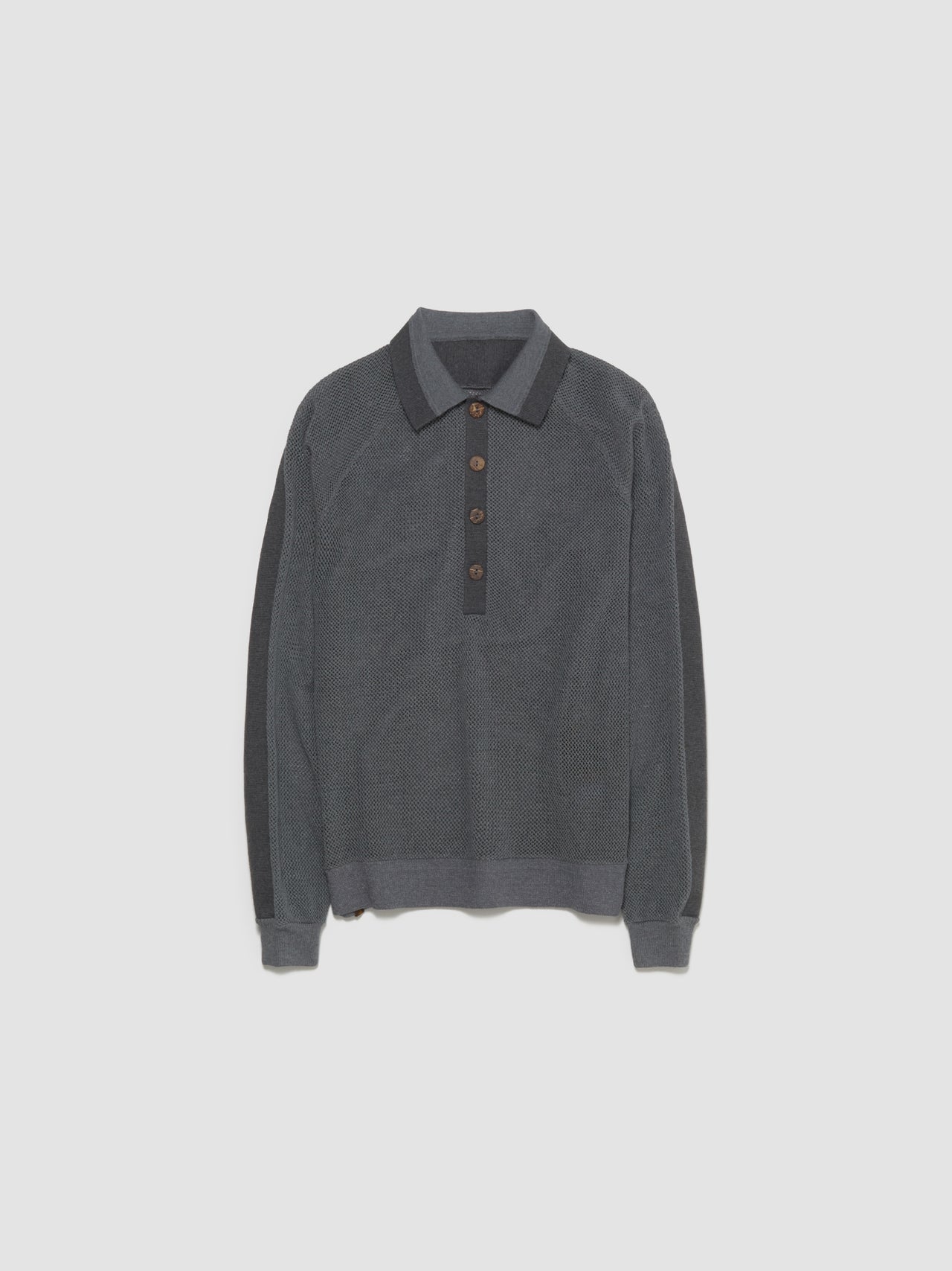 Stripes Long Sleeve Polo Top in Slate