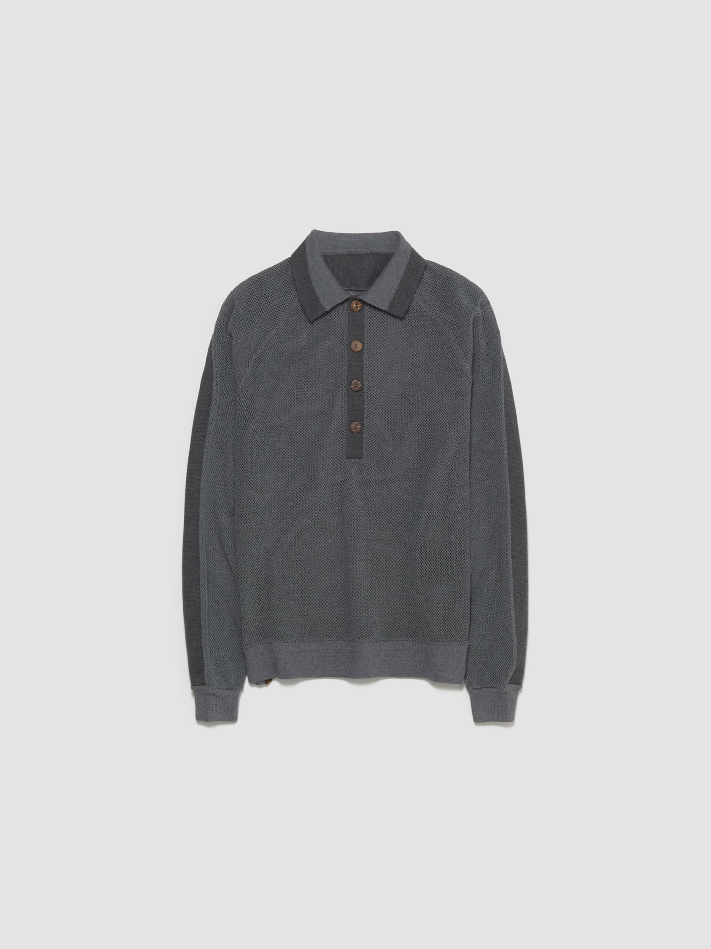 Stripes Long Sleeve Polo Top in Slate