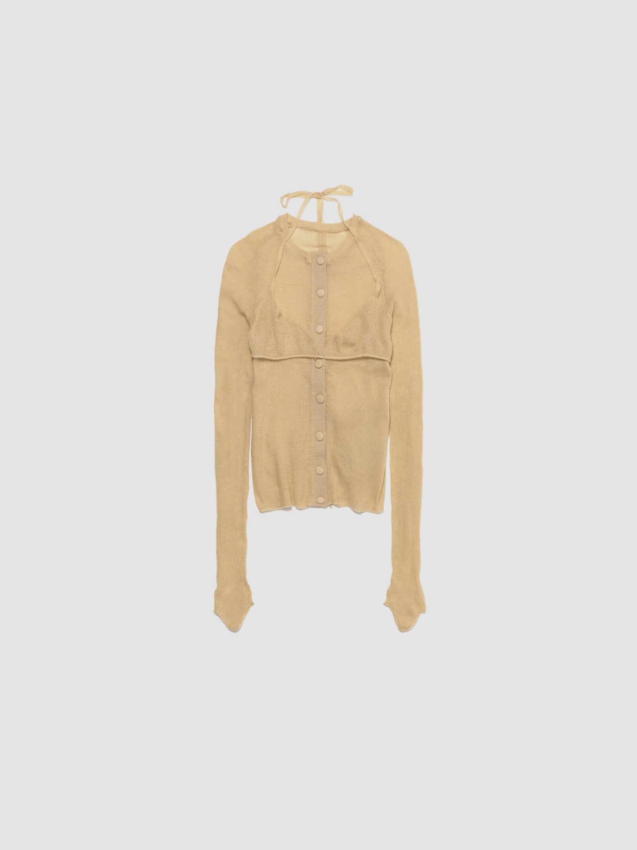 Ricepaper Cardigan with Bra in Beige