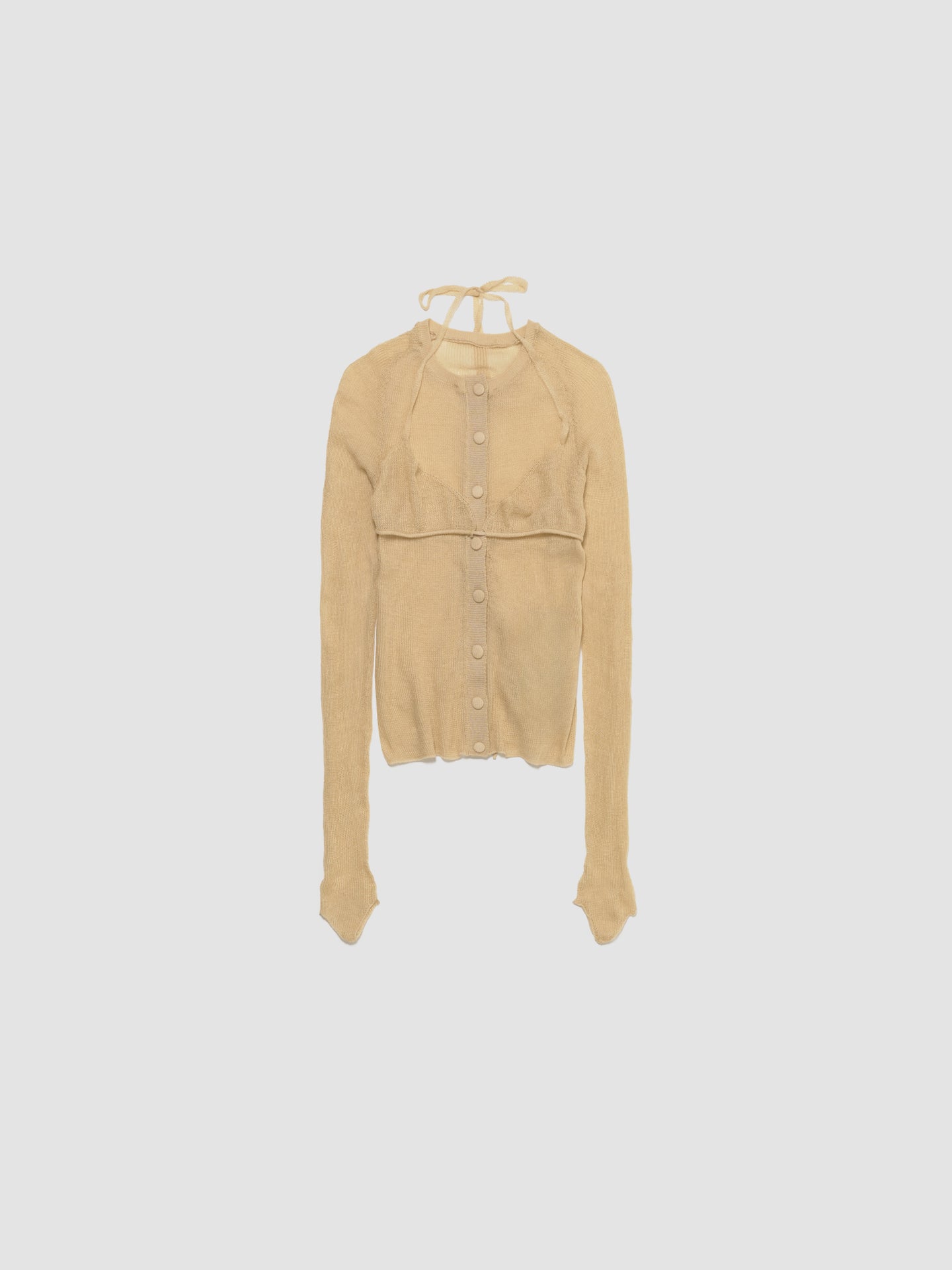 Ricepaper Cardigan with Bra in Beige