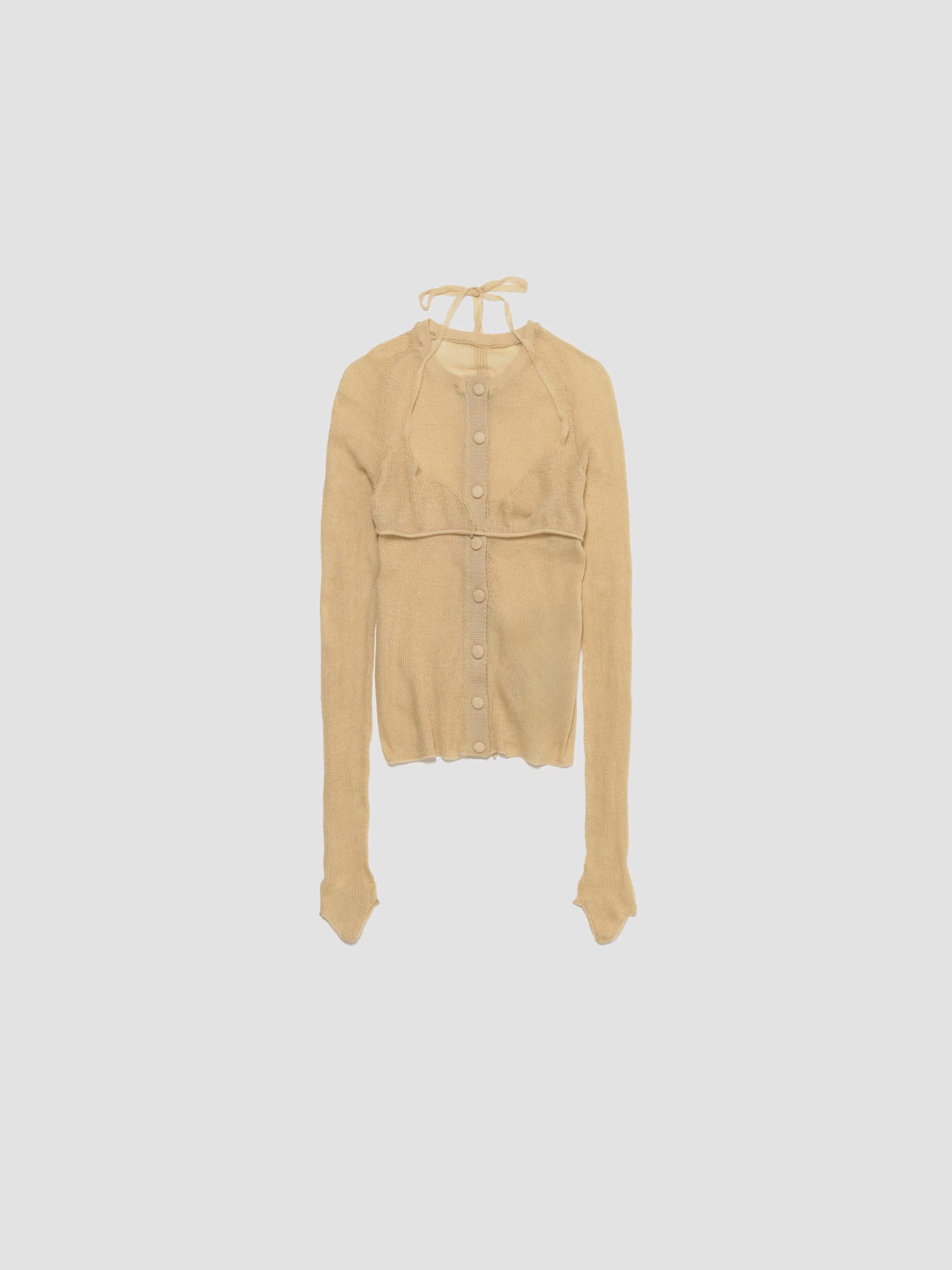 Ricepaper Cardigan with Bra in Beige