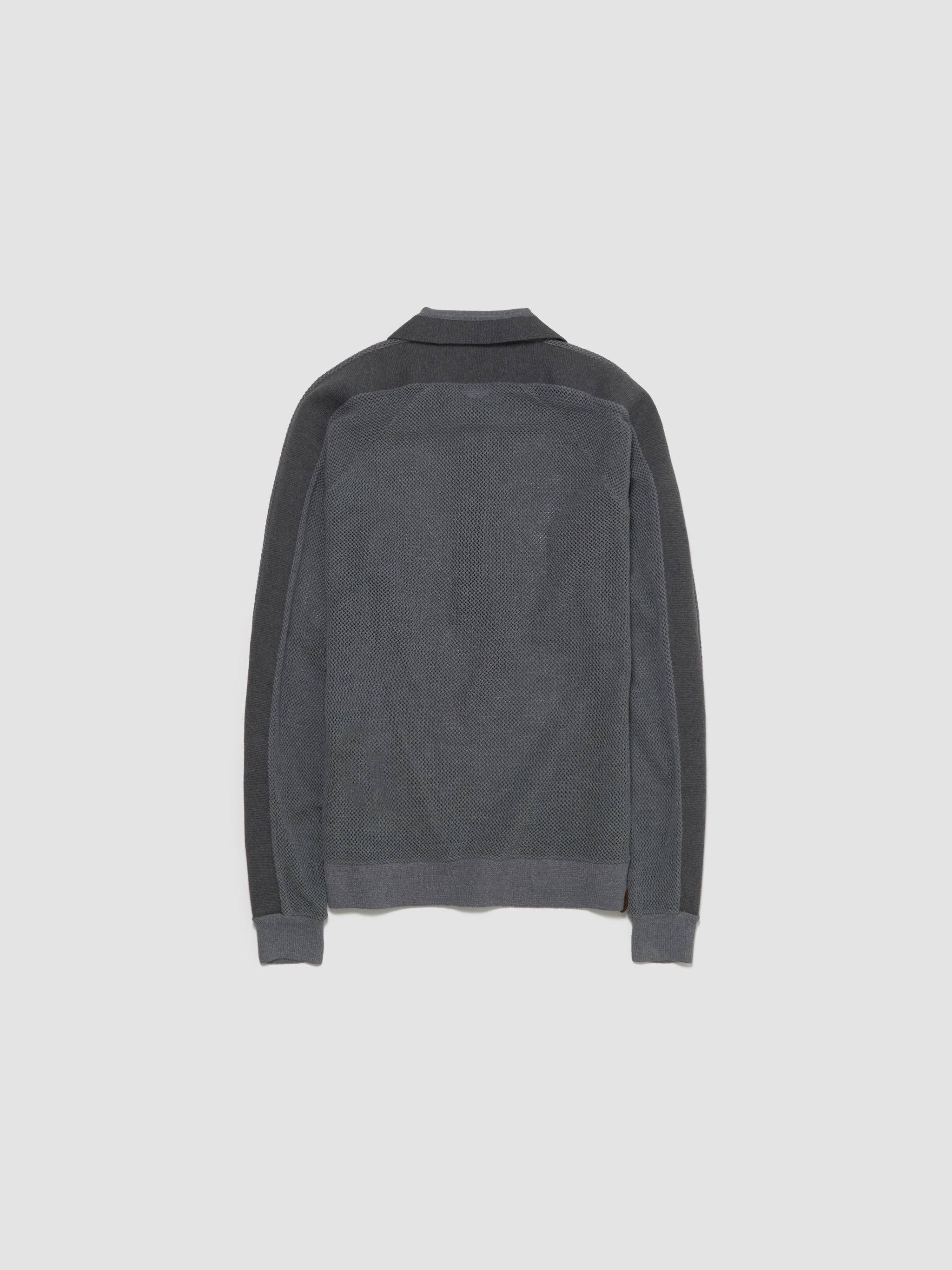 Stripes Long Sleeve Polo Top in Slate