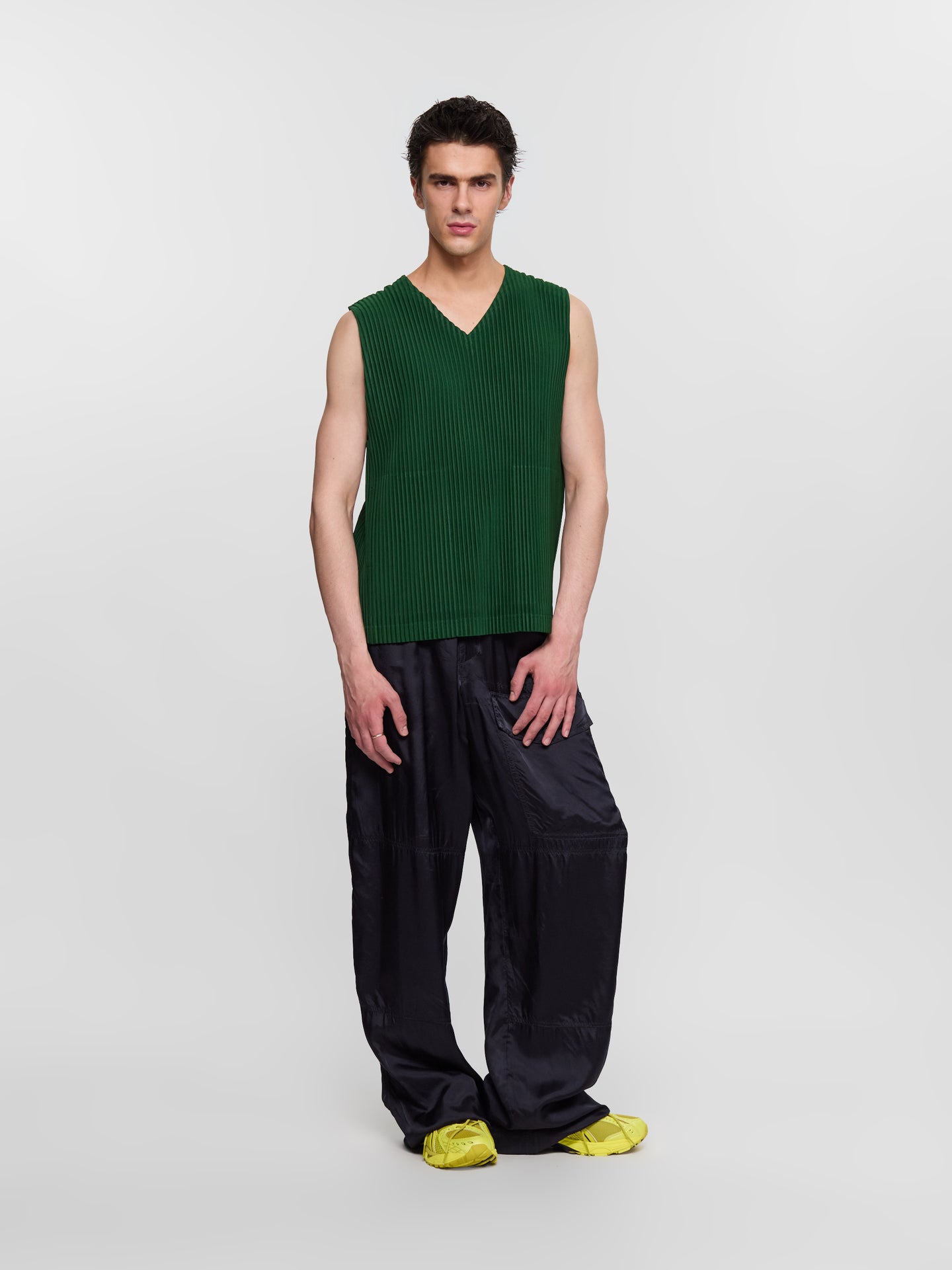 Pleated Vest in Seaweed Green