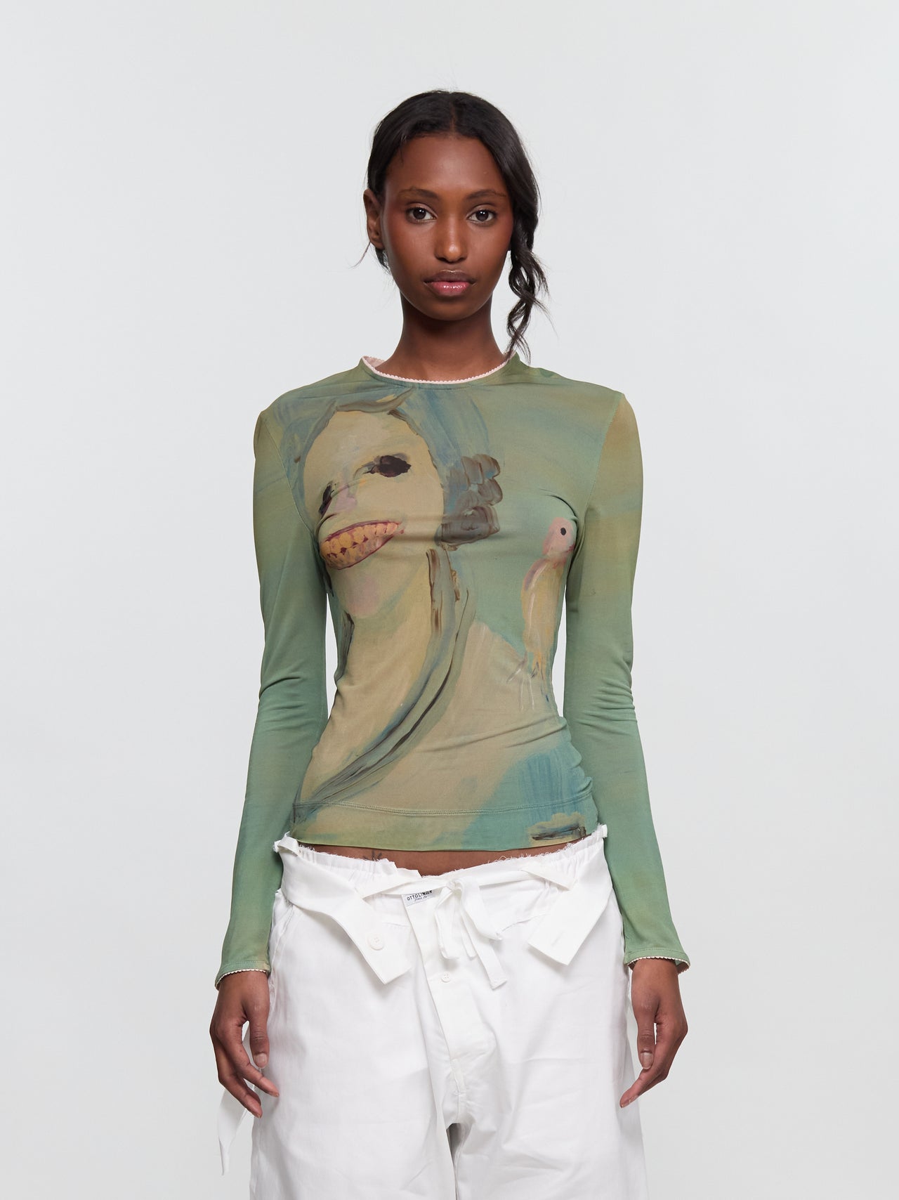 Genieve Figgis Print Fitted Ballet Mesh Top in Multi