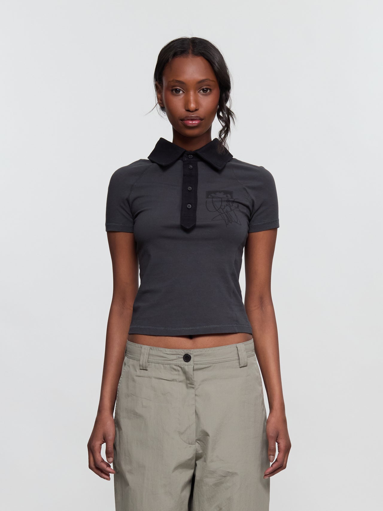 Deconstructed Polo T-Shirt in Black