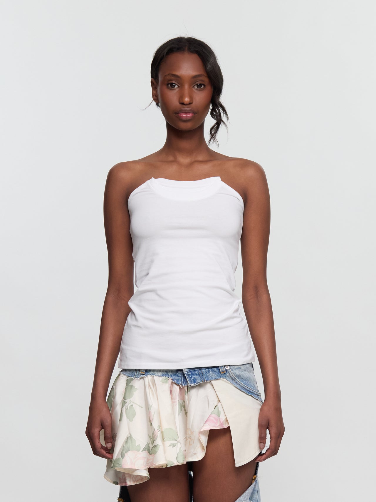 Folded Crew Top in White