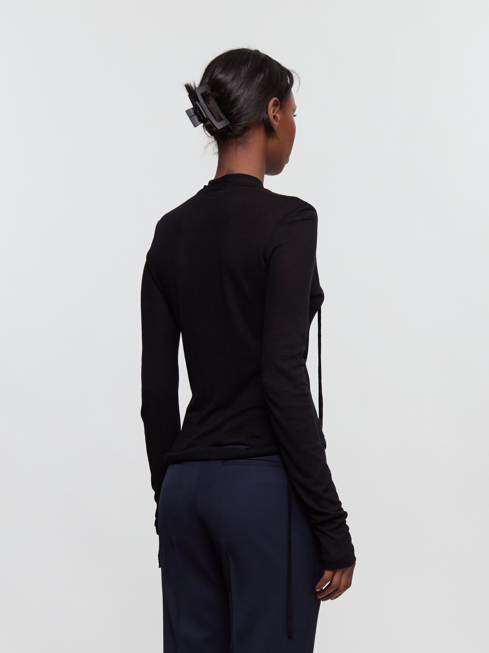 Double Closure Knit Cardigan in Black