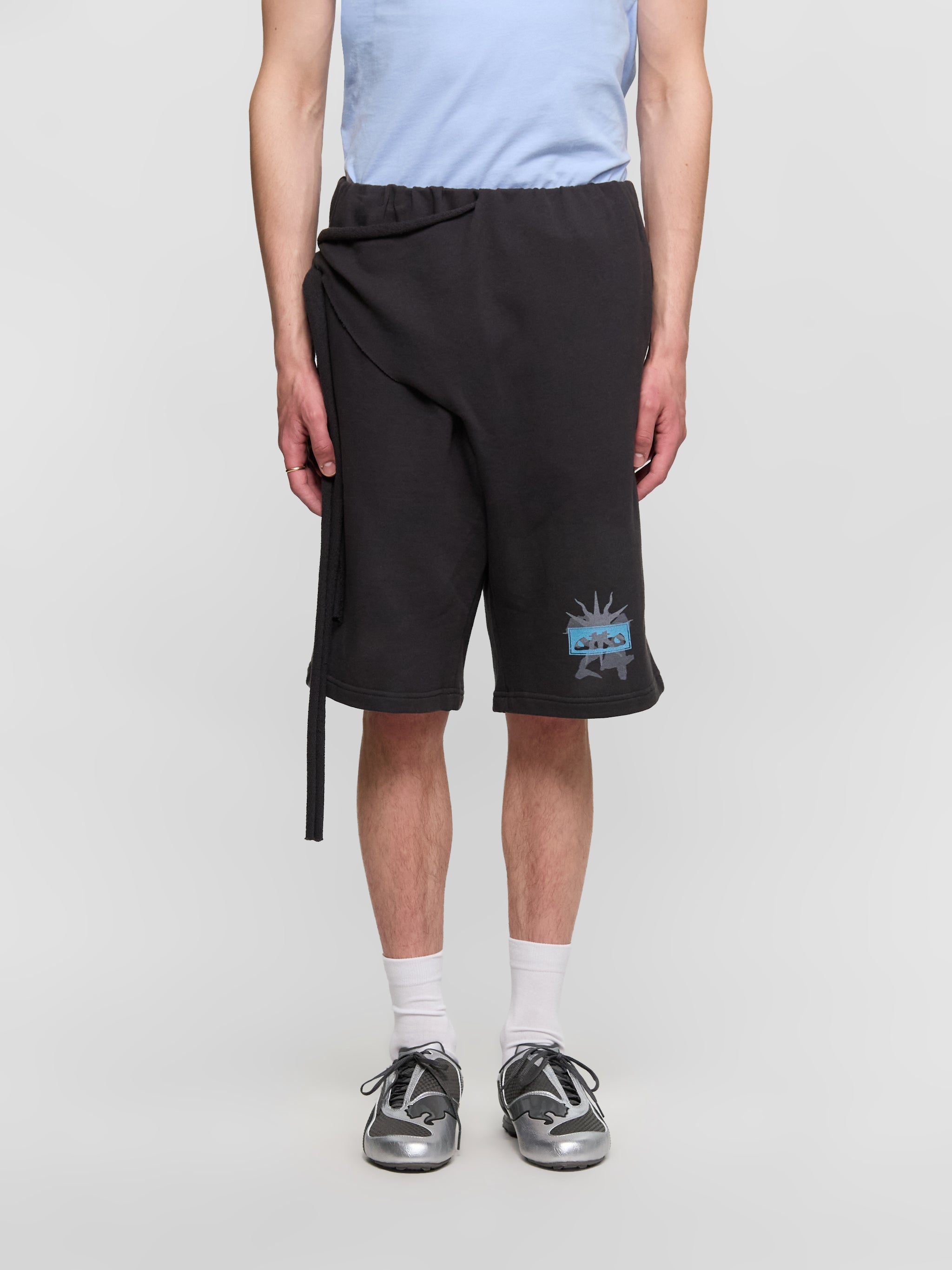 Otto Wrap Track Shorts in Black