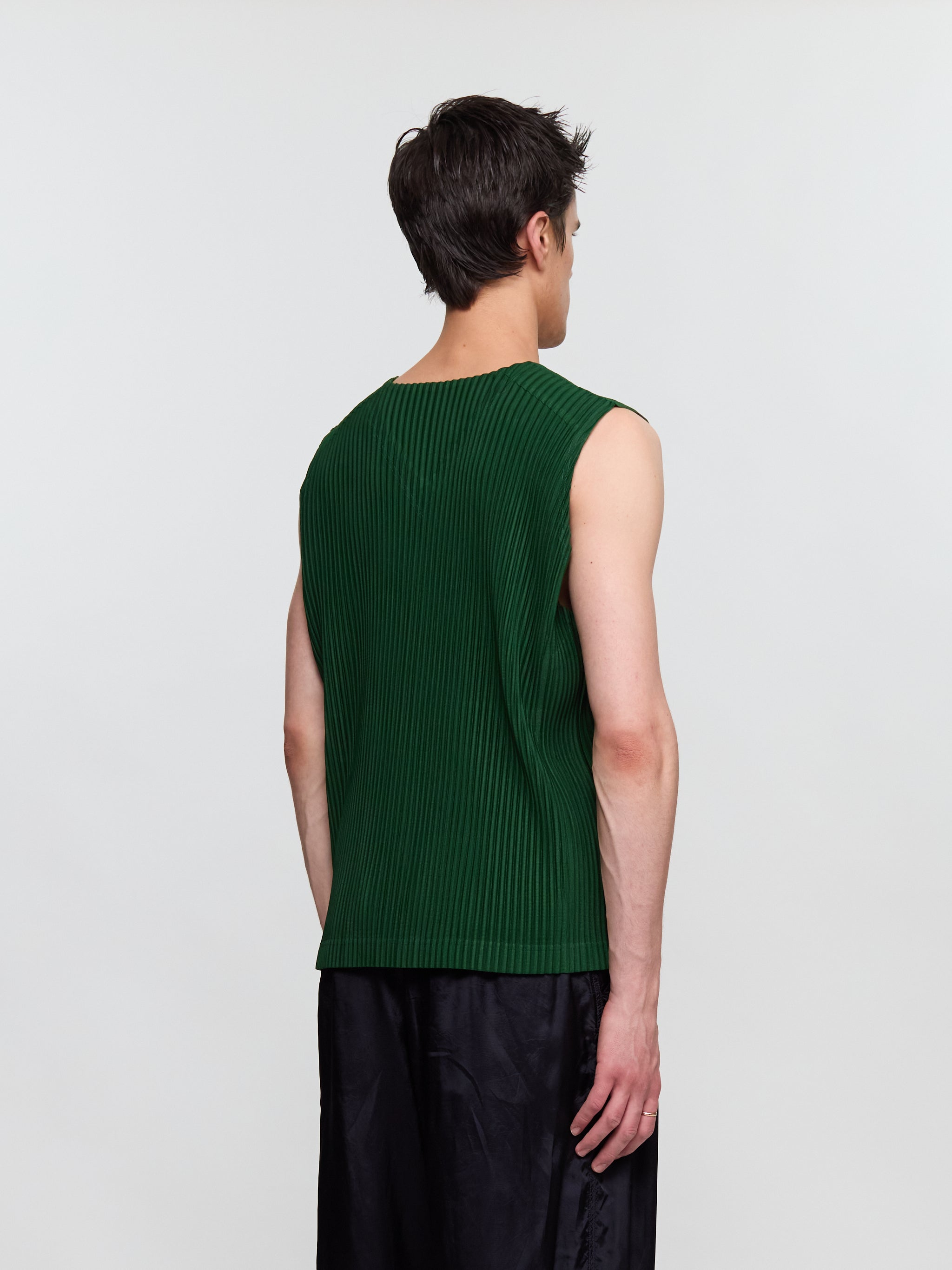 Pleated Vest in Seaweed Green