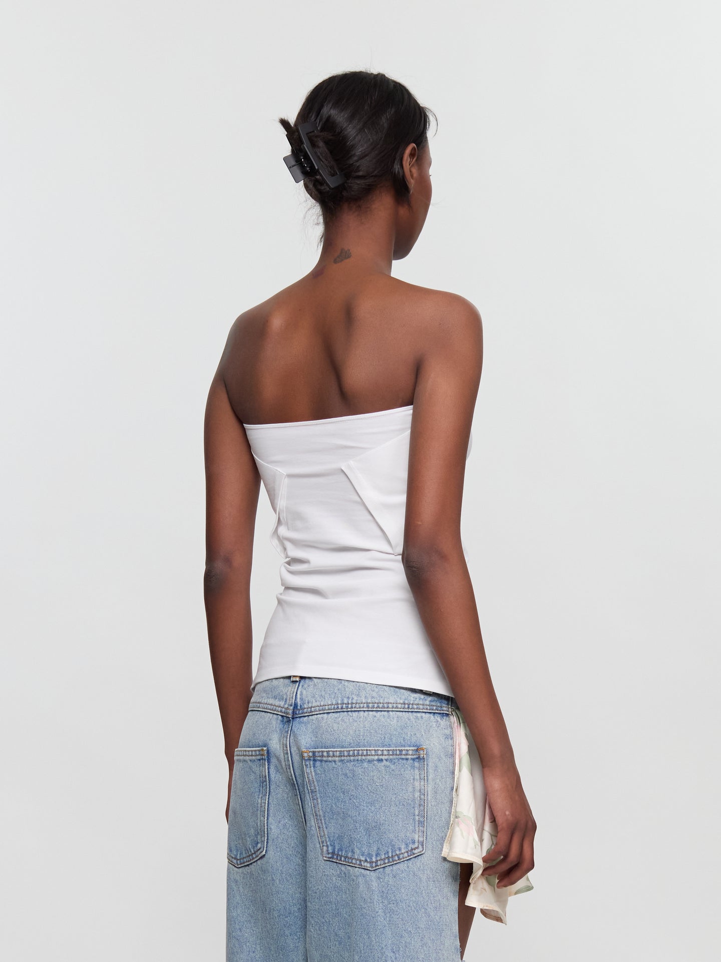 Folded Crew Top in White