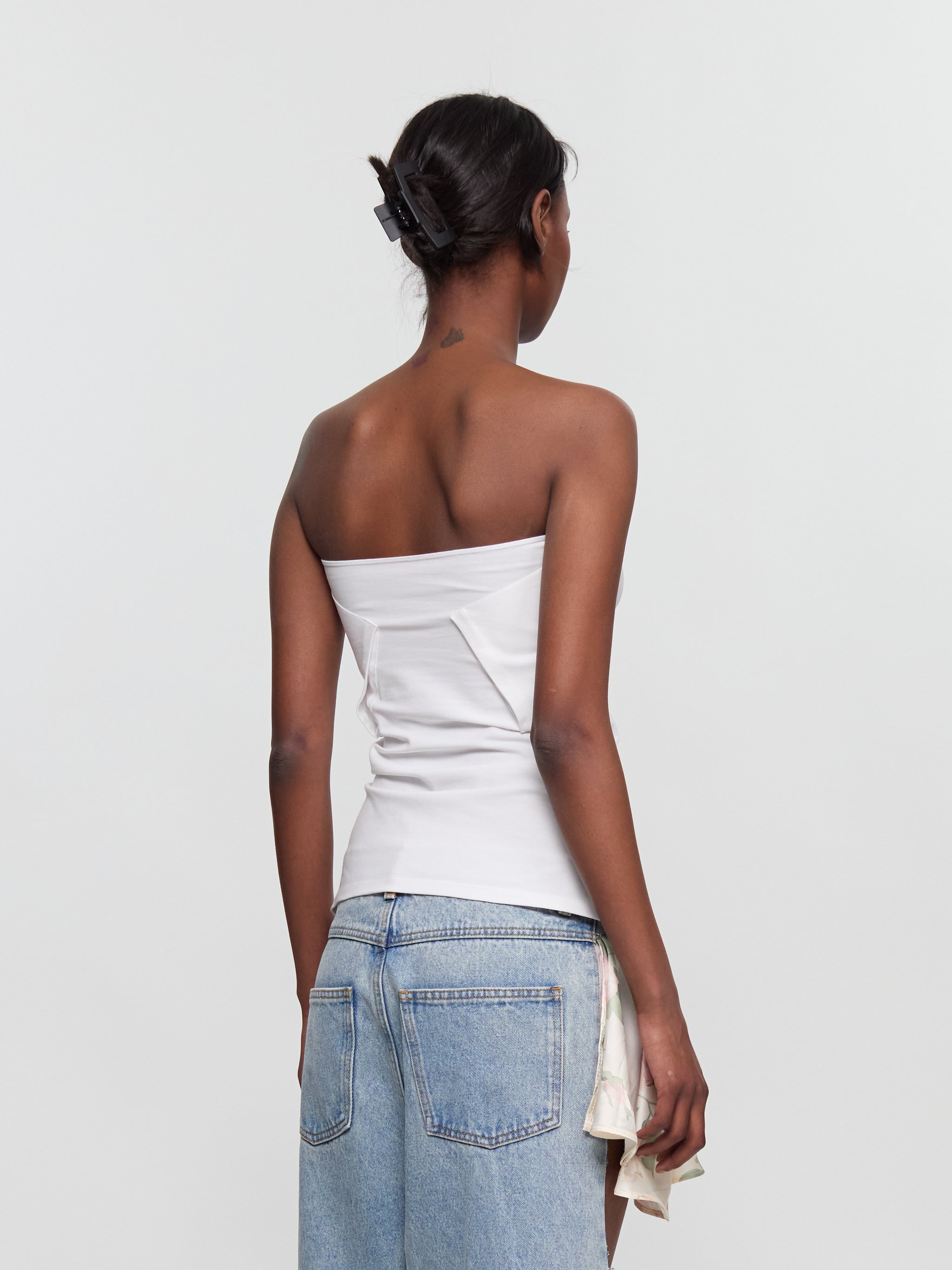Folded Crew Top in White