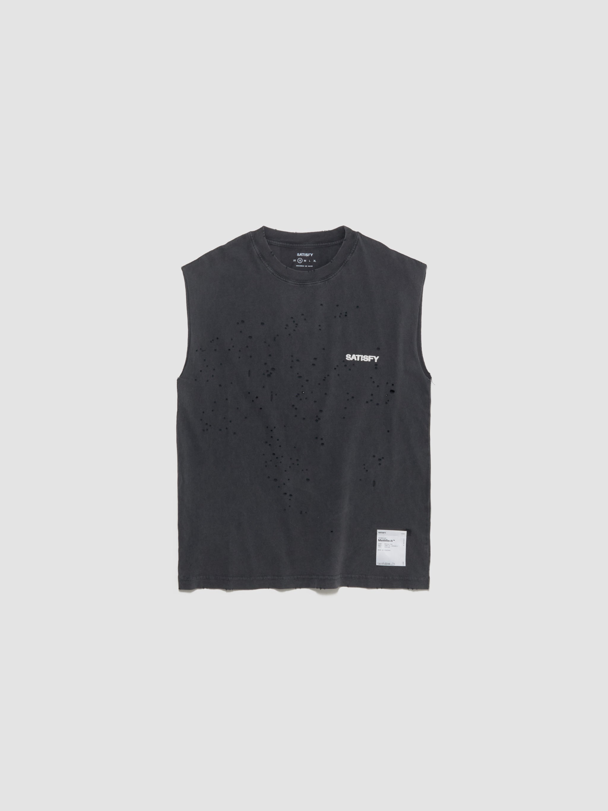 MothTech Graphic Muscle Tee in Aged Black
