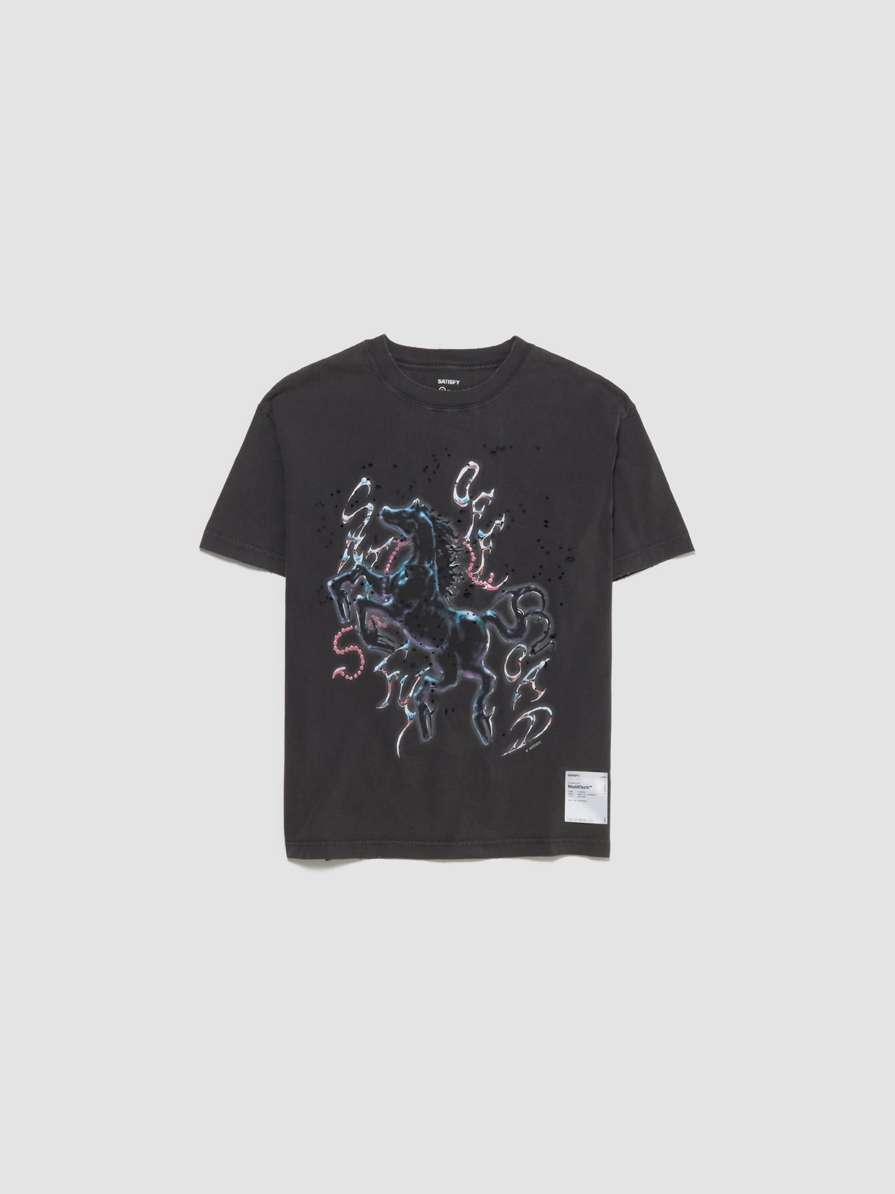 MothTech Horse Graphic T-Shirt in Aged Black