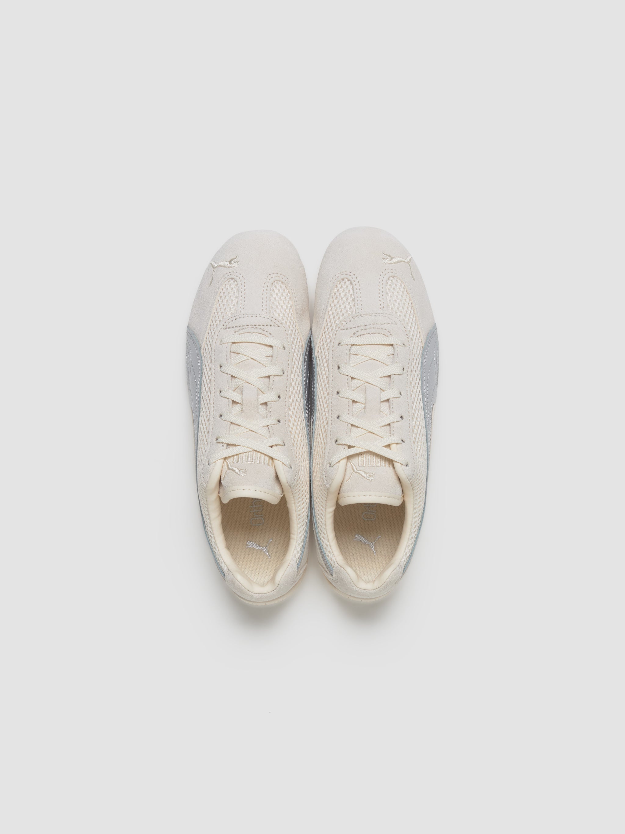 Speedcat Premium Sneaker in White & Metallic Silver