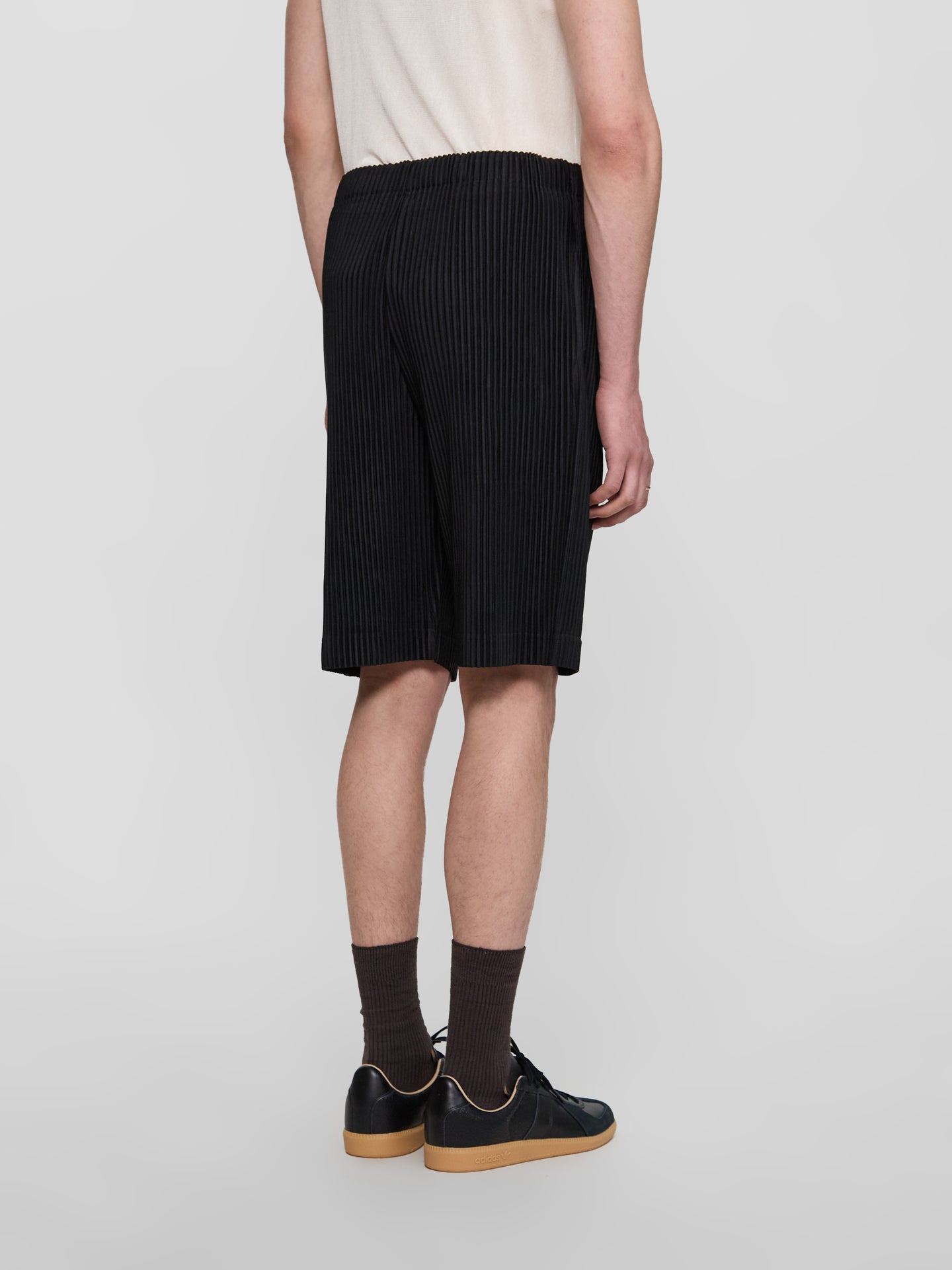 Pleated Bermuda Shorts in Black