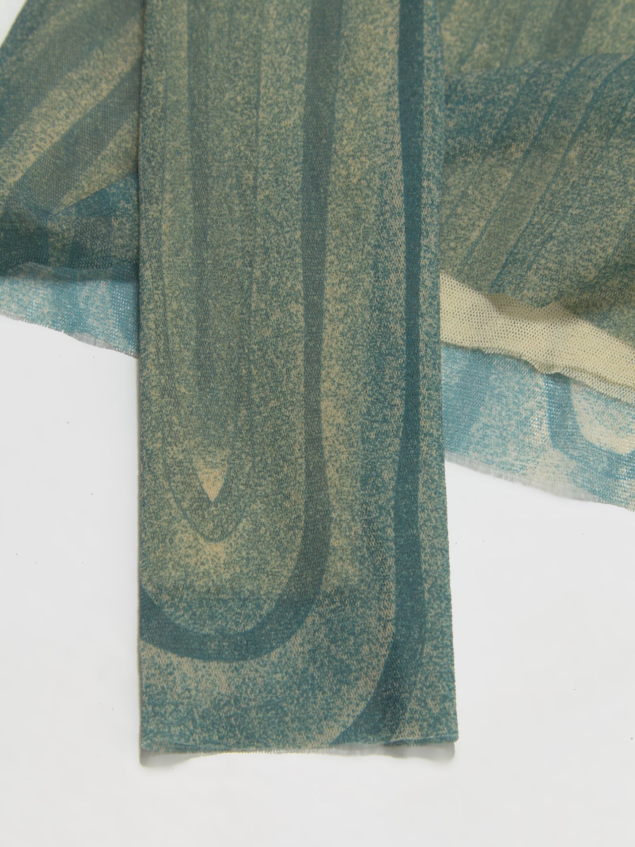 Mesh Long Sleeved "Spiral" Top in Aqua