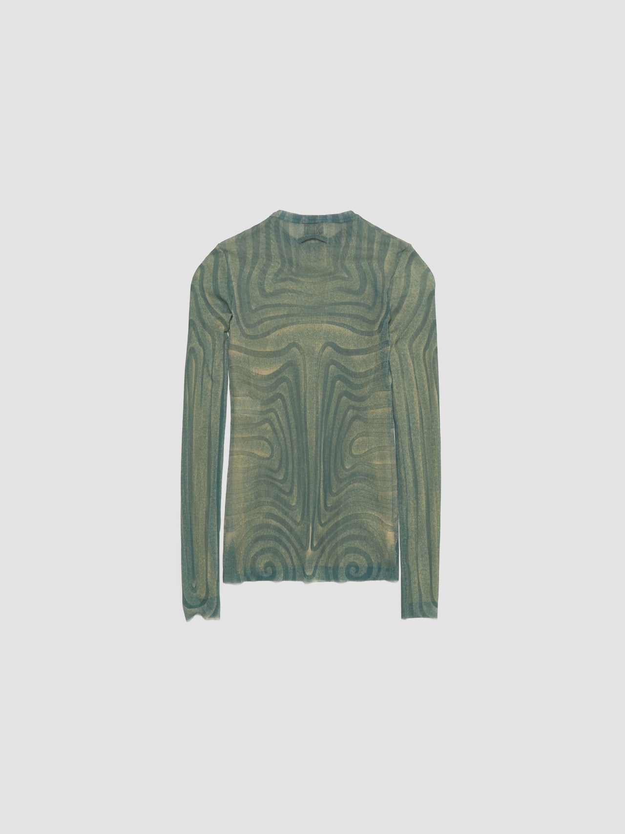 Mesh Long Sleeved "Spiral" Top in Aqua