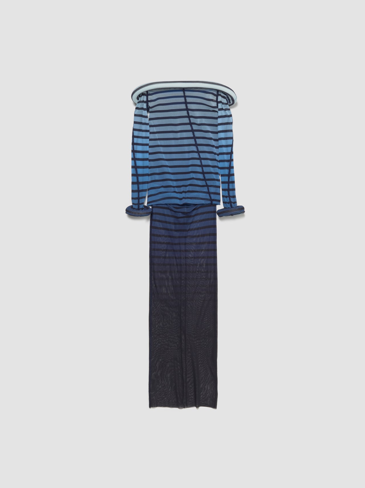 Long Dress with 3D Collar and Cuff in Navy
