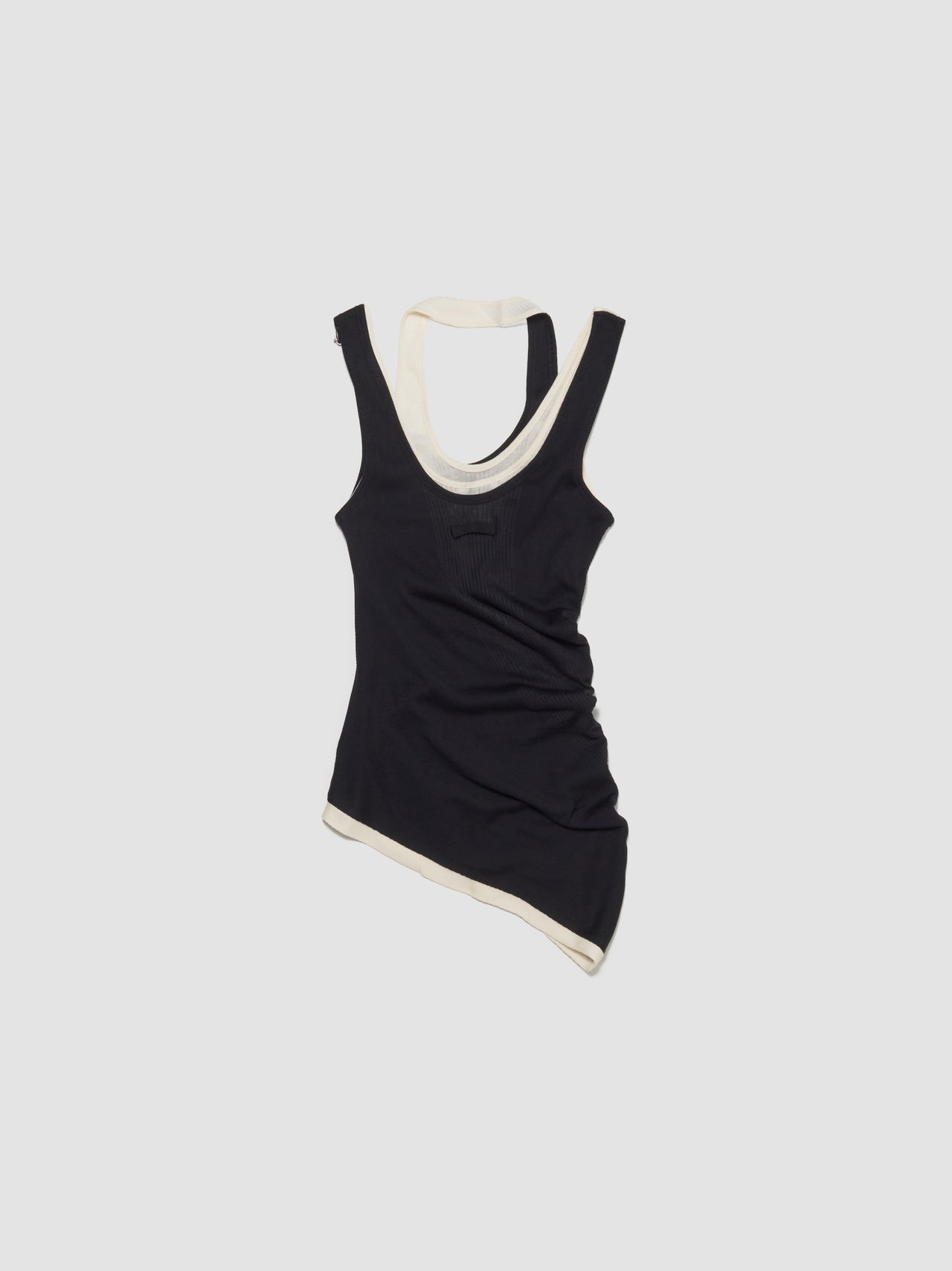 Ribbed Double Layer Tank Top in Black