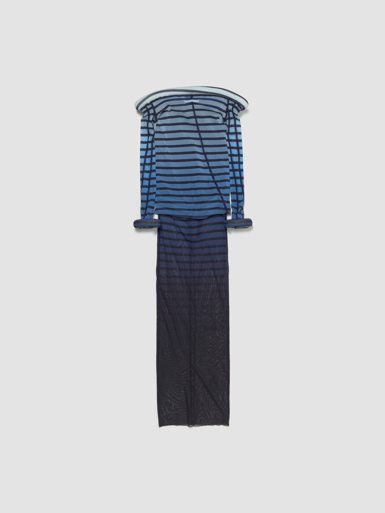 Long Dress with 3D Collar and Cuff in Navy