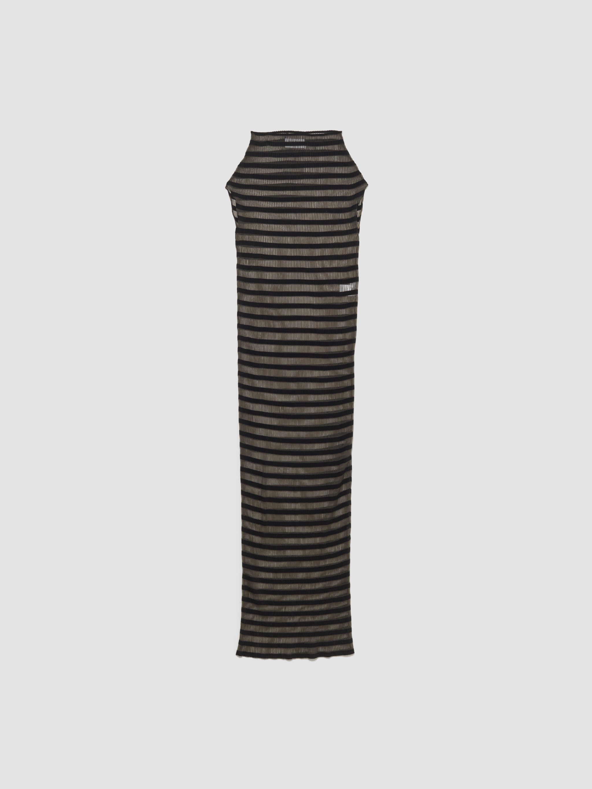 Long Viscose Mariniere Striped Dress in Black