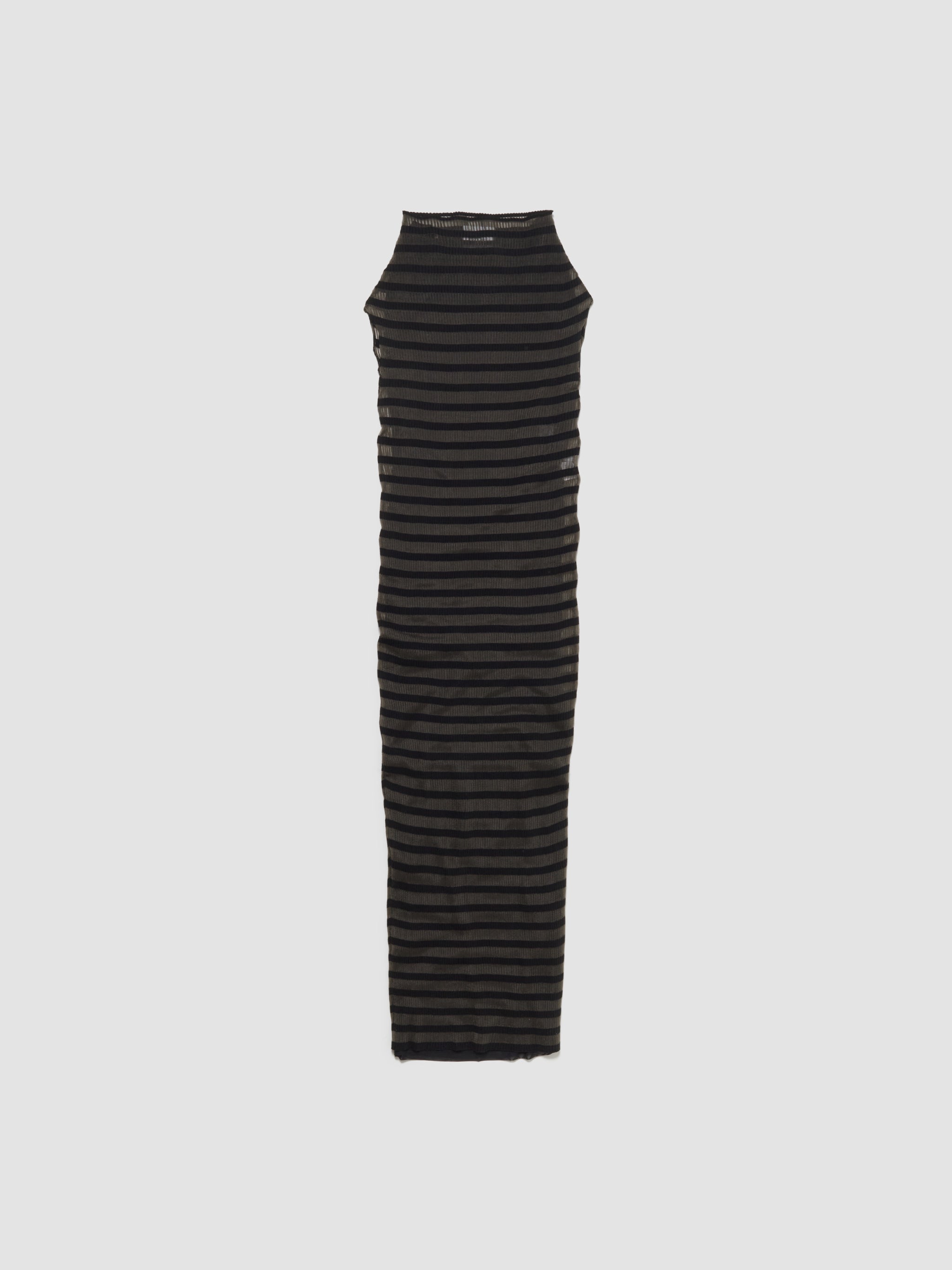 Long Viscose Mariniere Striped Dress in Black