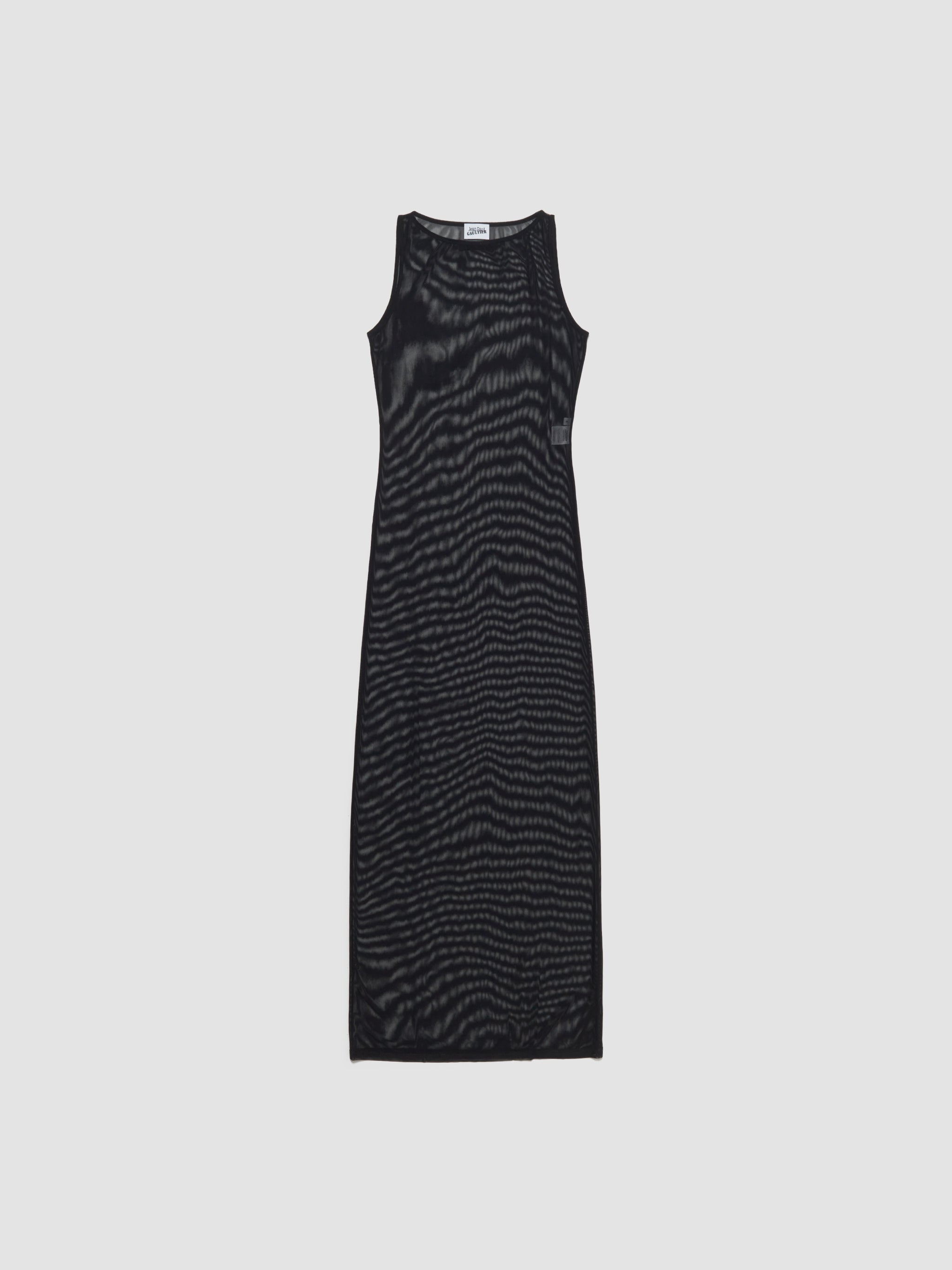 Long Viscose Mariniere Striped Dress in Black