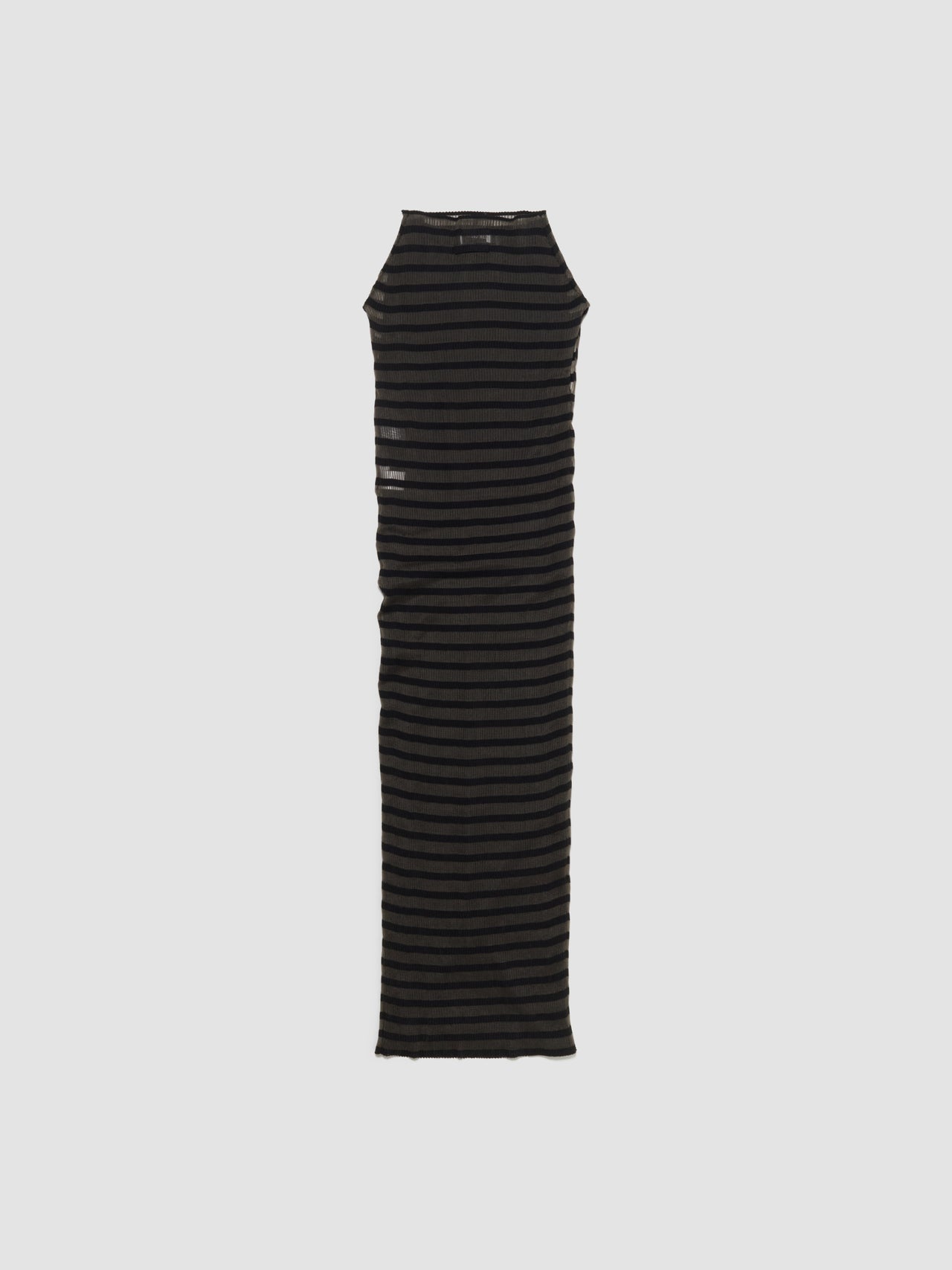 Long Viscose Mariniere Striped Dress in Black