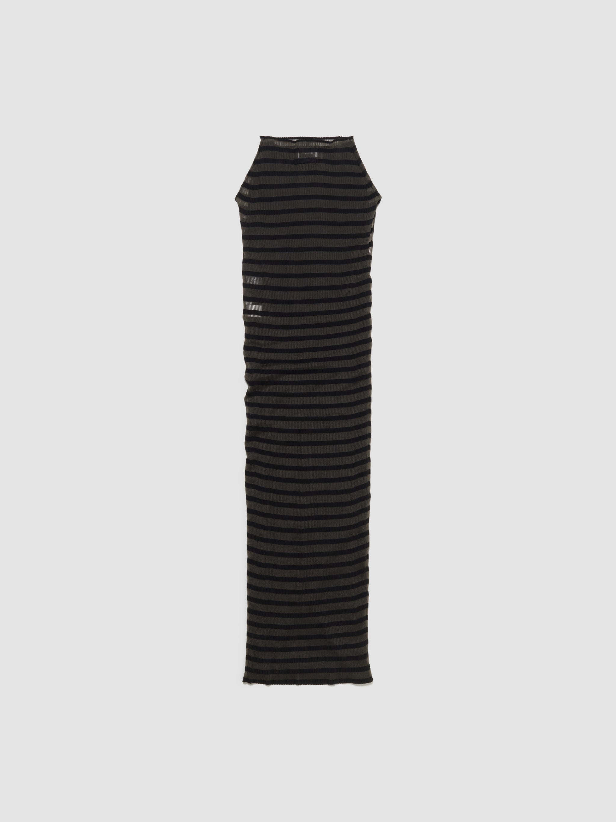 Long Viscose Mariniere Striped Dress in Black