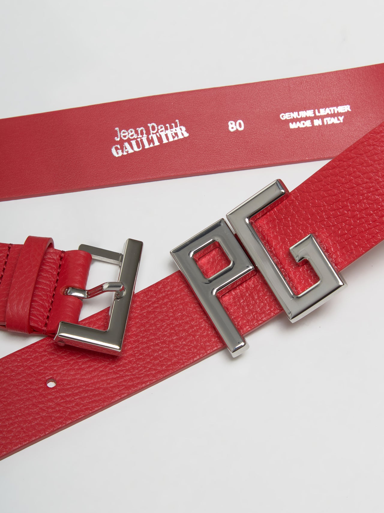 Leather JPG Belt in Red