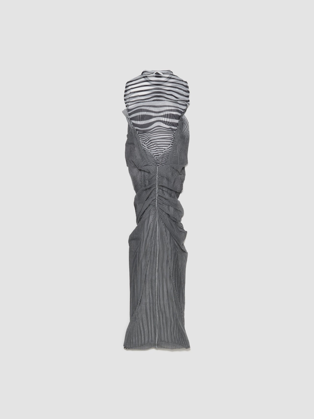 Long Draped Body Morphing Dress in White & Black