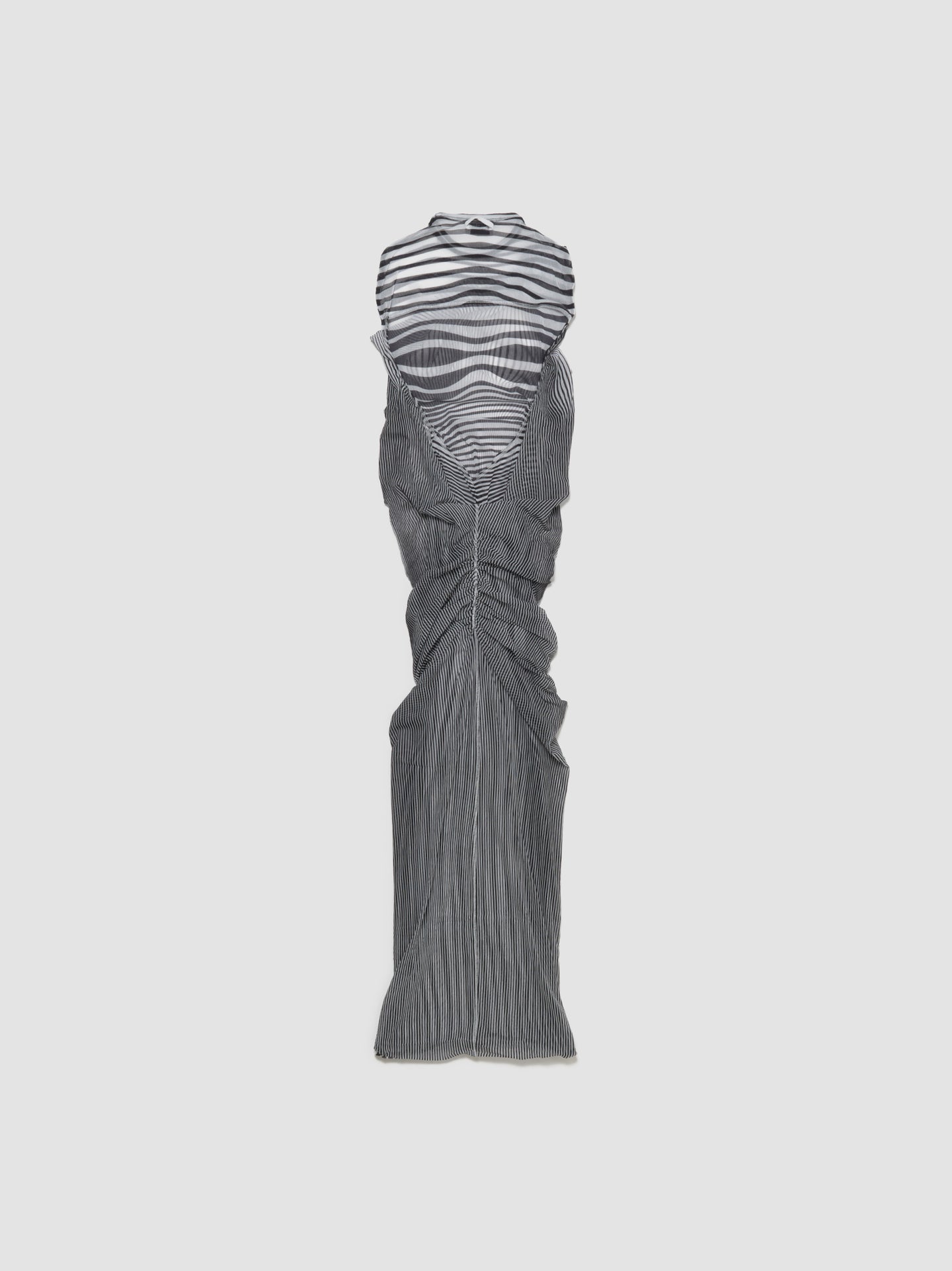Long Draped Body Morphing Dress in White & Black