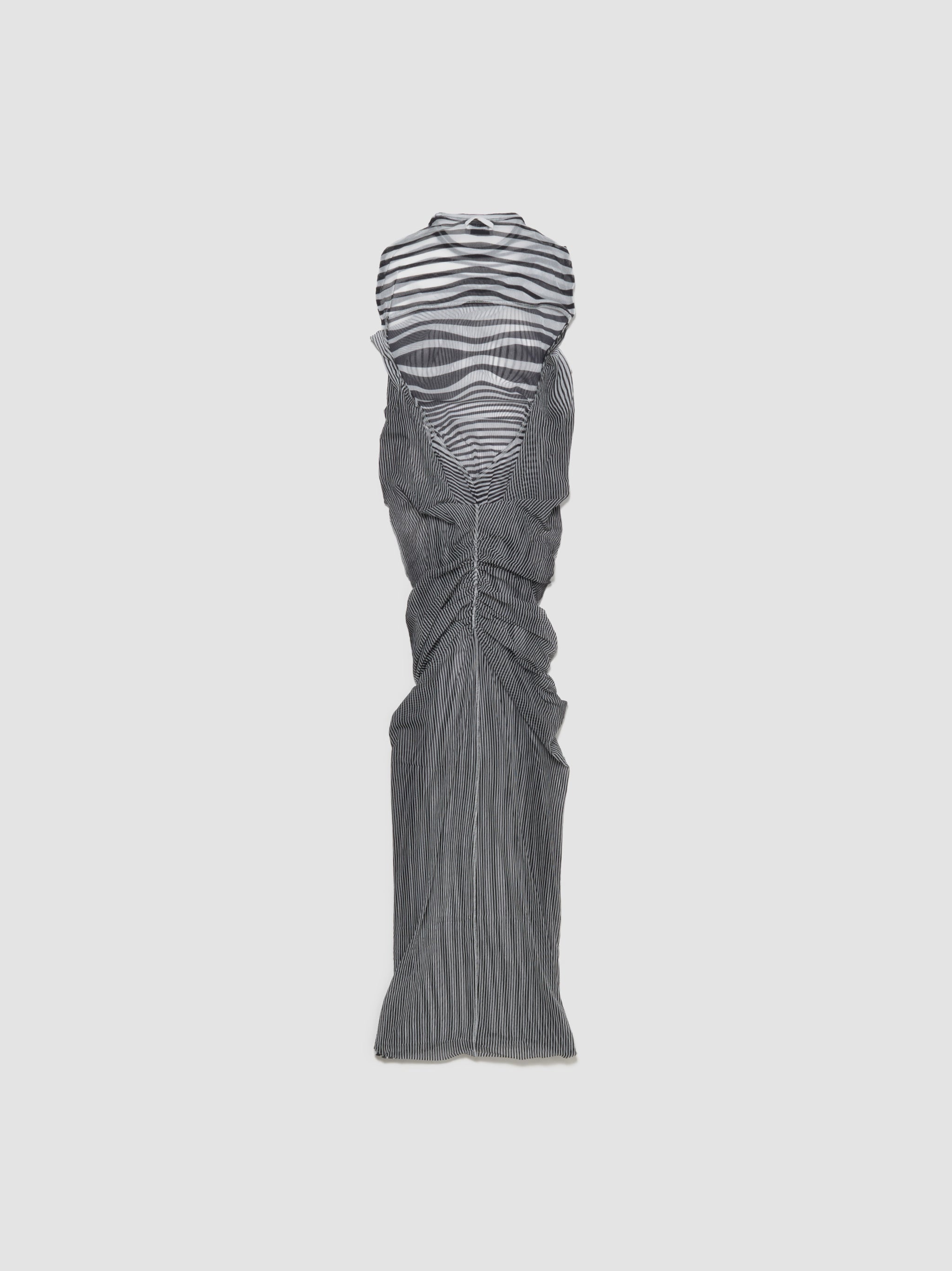 Long Draped Body Morphing Dress in White & Black