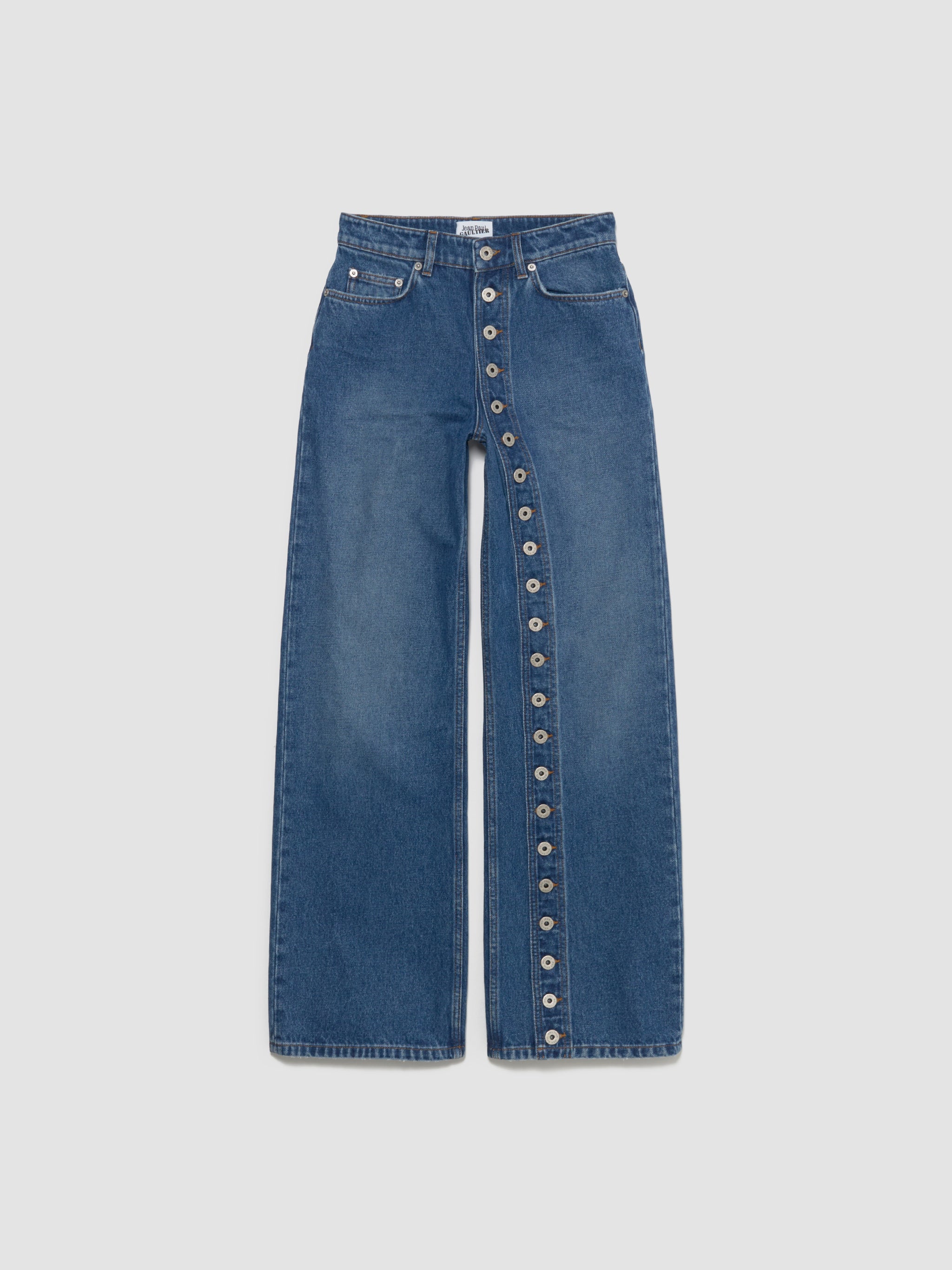 Buttoned Denim Jeans in Vintage Blue