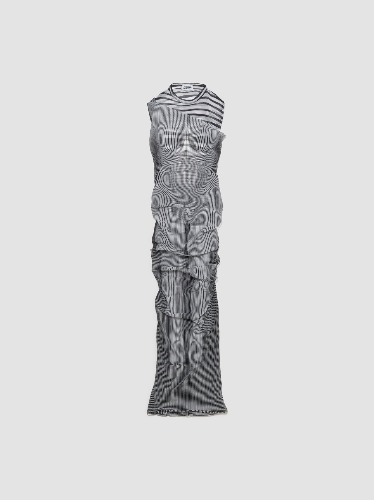 Long Draped Body Morphing Dress in White & Black