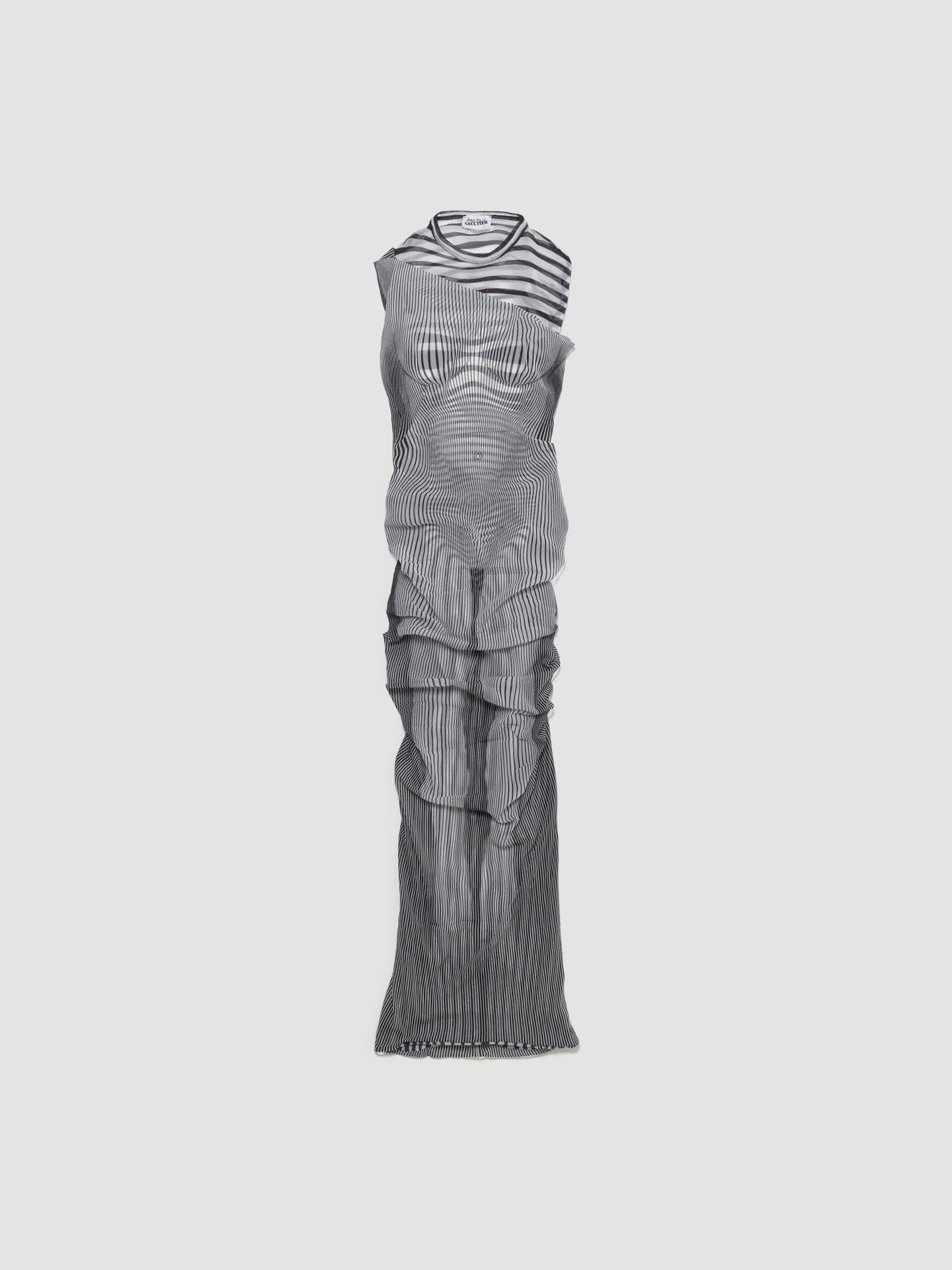Long Draped Body Morphing Dress in White & Black