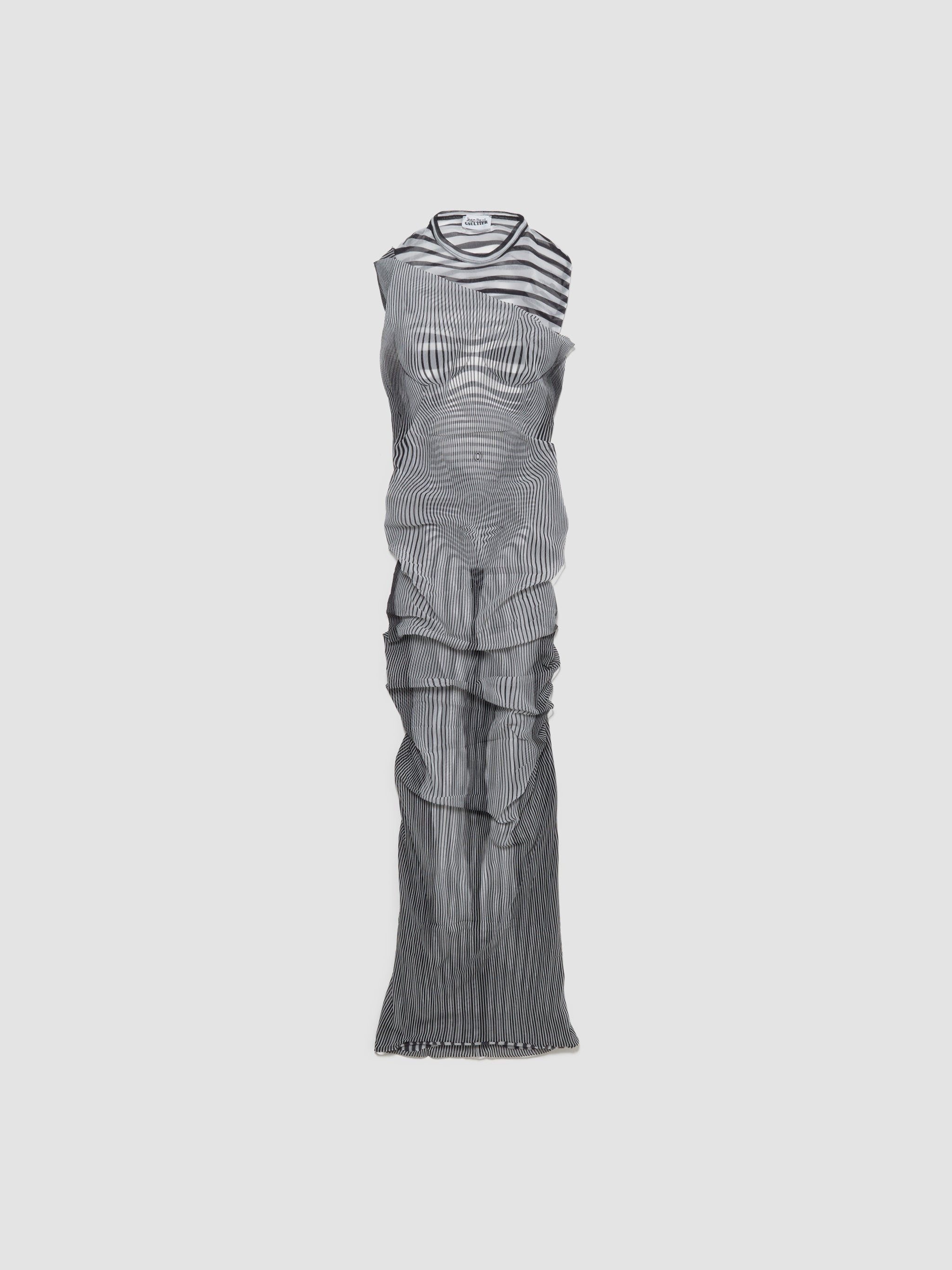 Long Draped Body Morphing Dress in White & Black