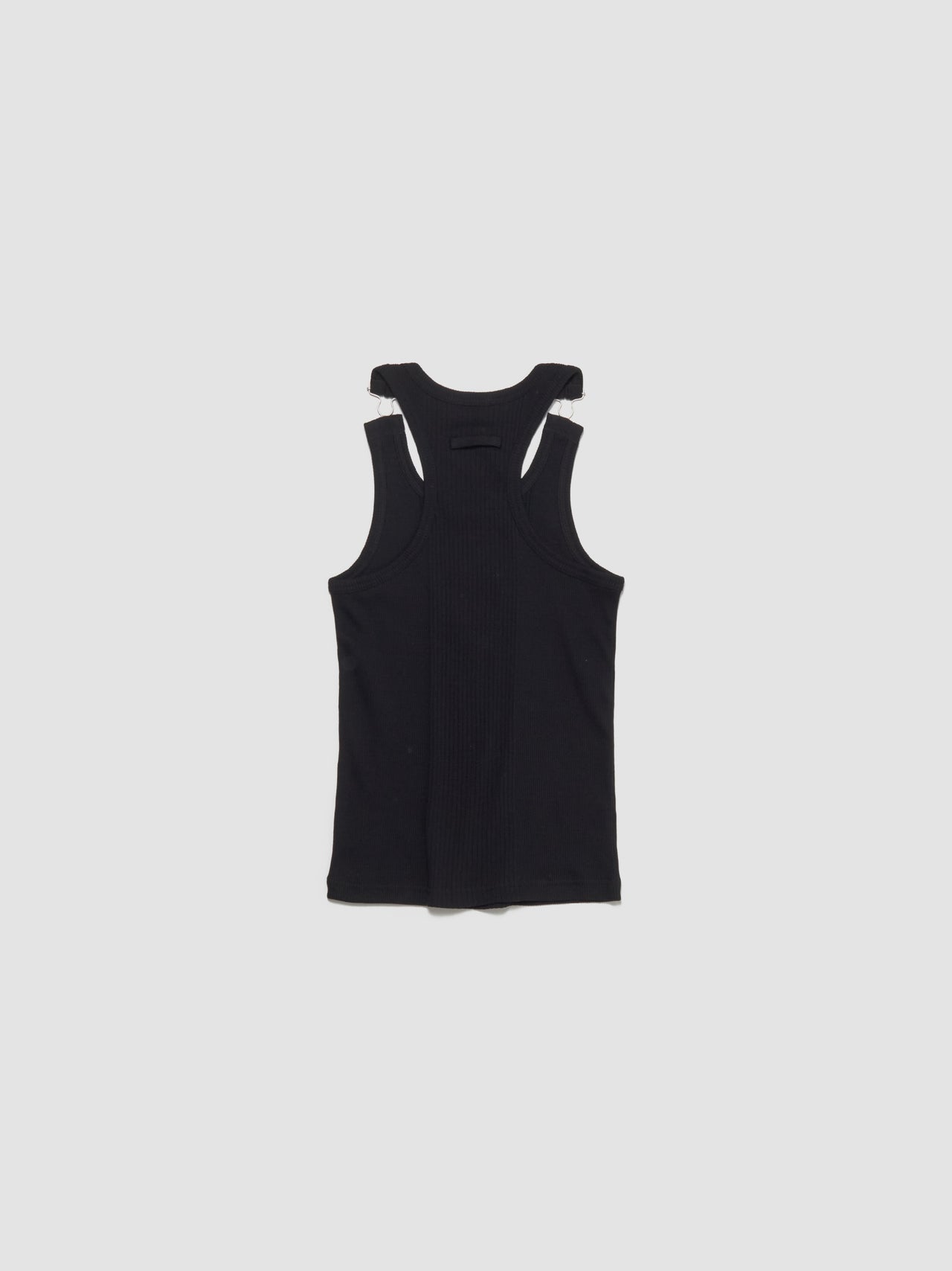 Ribbed Tank Top With Overall Buckles in Black
