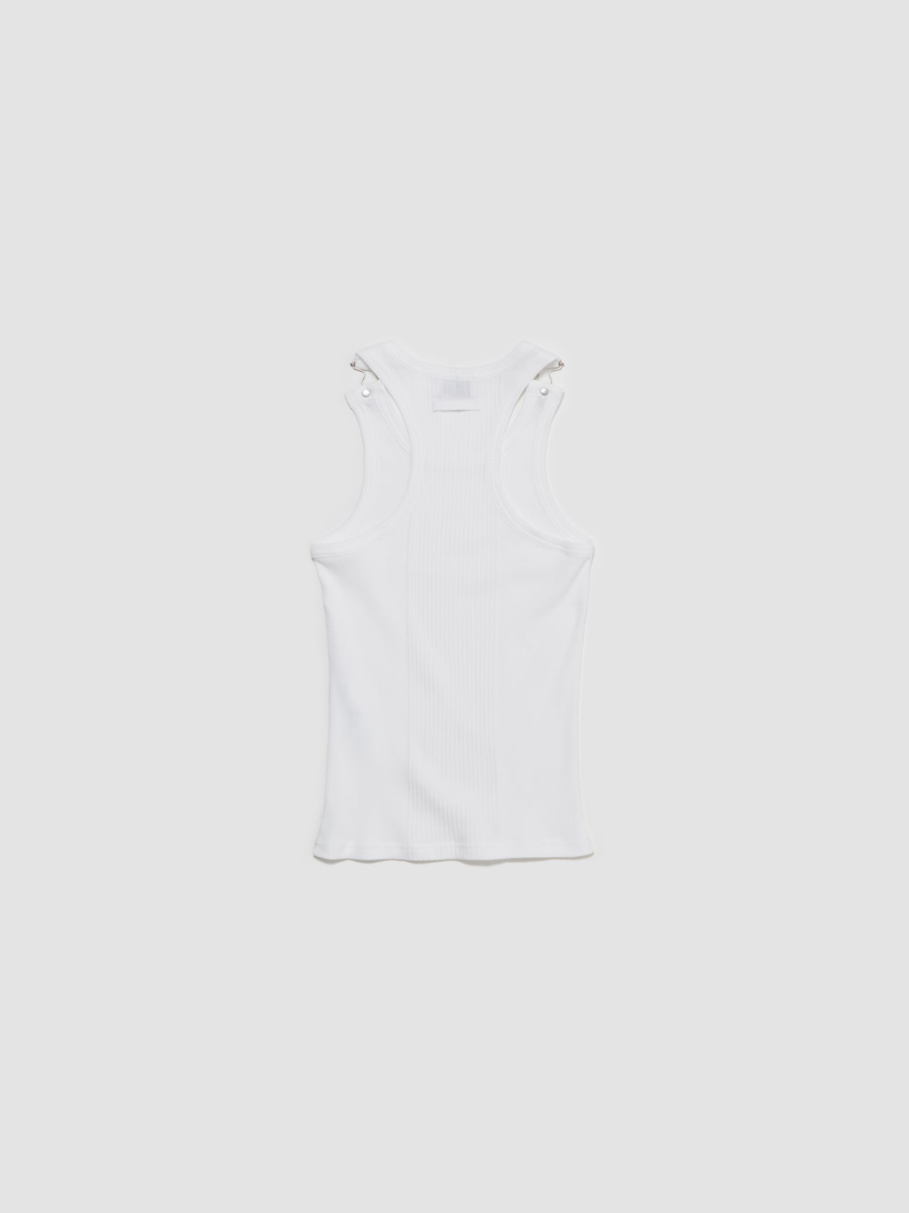 Ribbed Tank Top With Overall Buckles in White