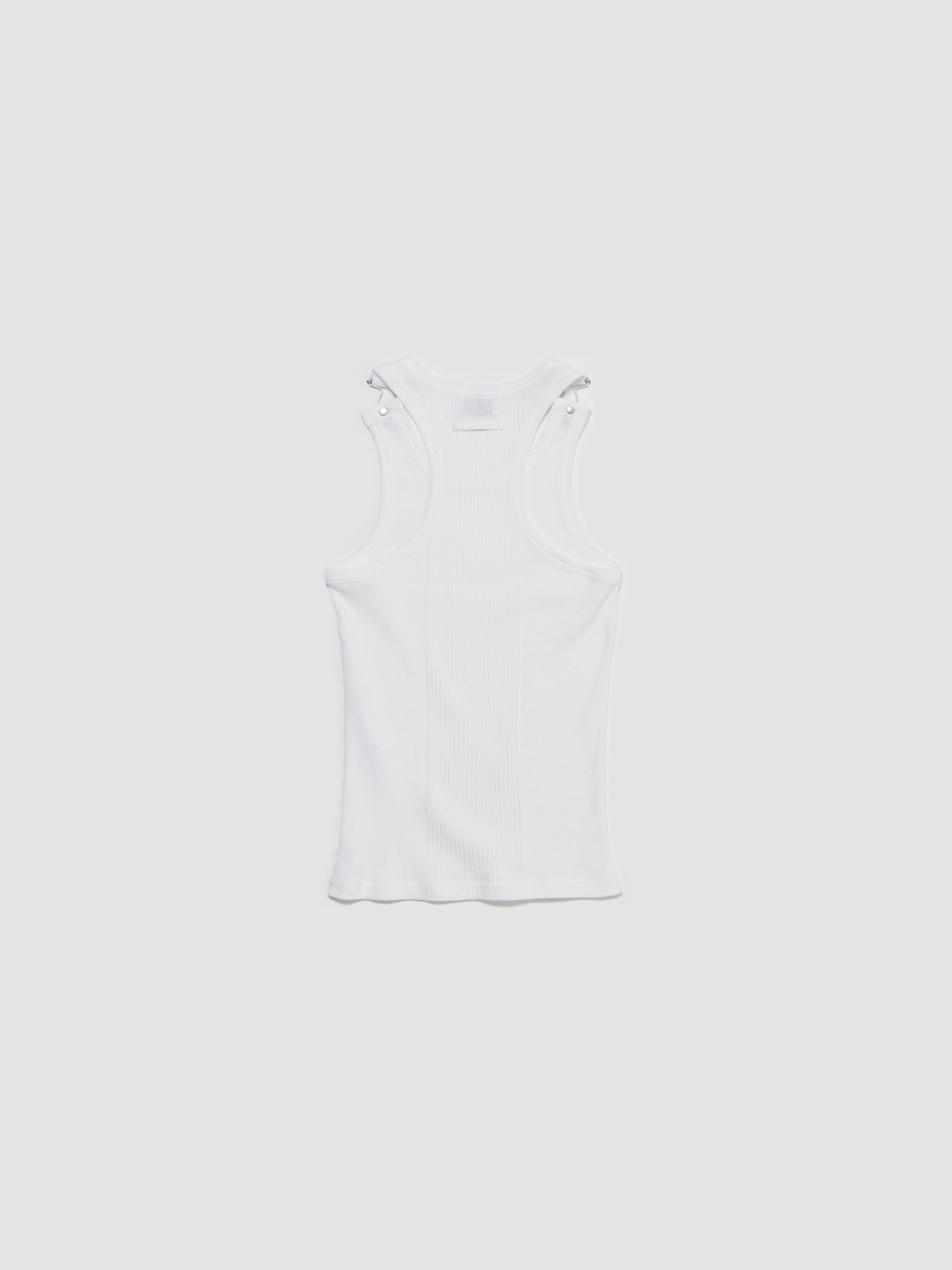Ribbed Tank Top With Overall Buckles in White