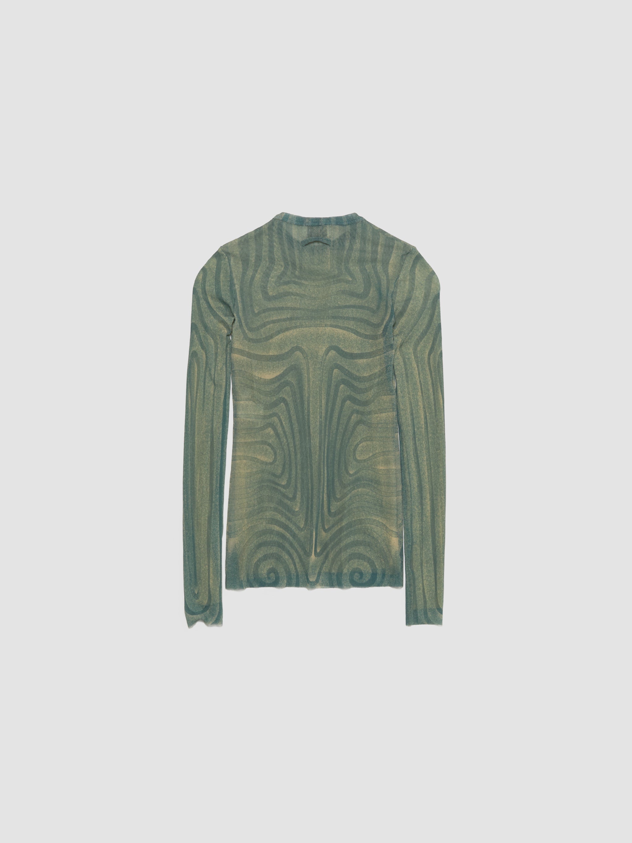 Mesh Long Sleeved "Spiral" Top in Aqua