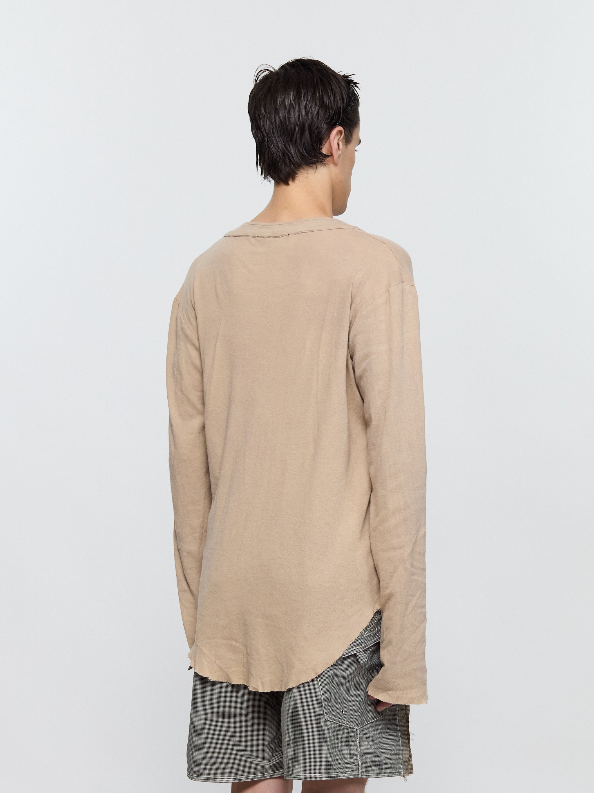 Pull-Me-Over Long Sleeved Henley in Washed Sand