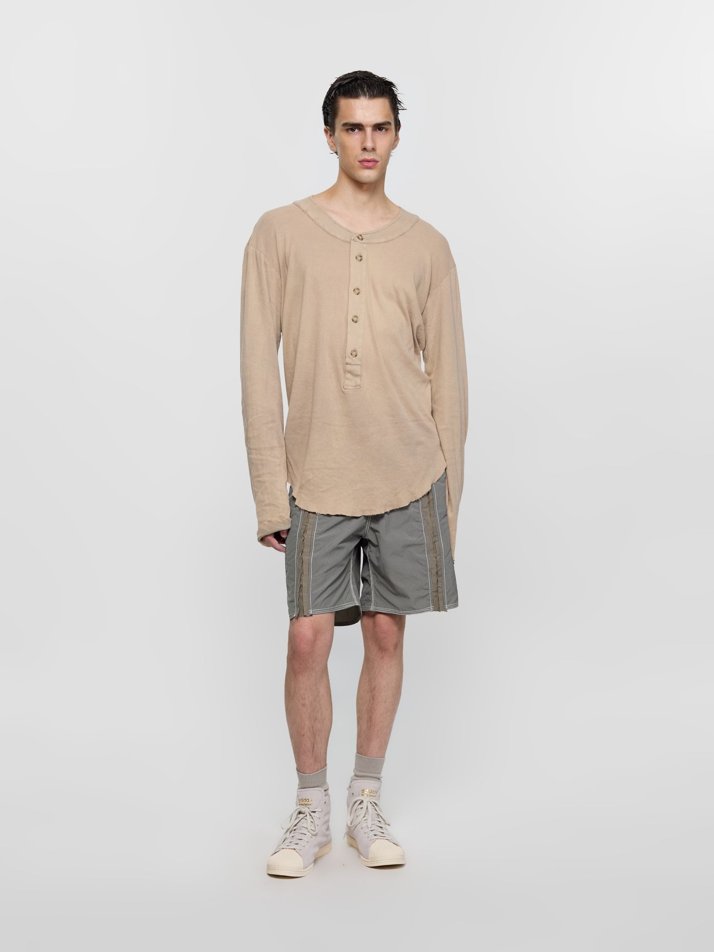 Pull-Me-Over Long Sleeved Henley in Washed Sand